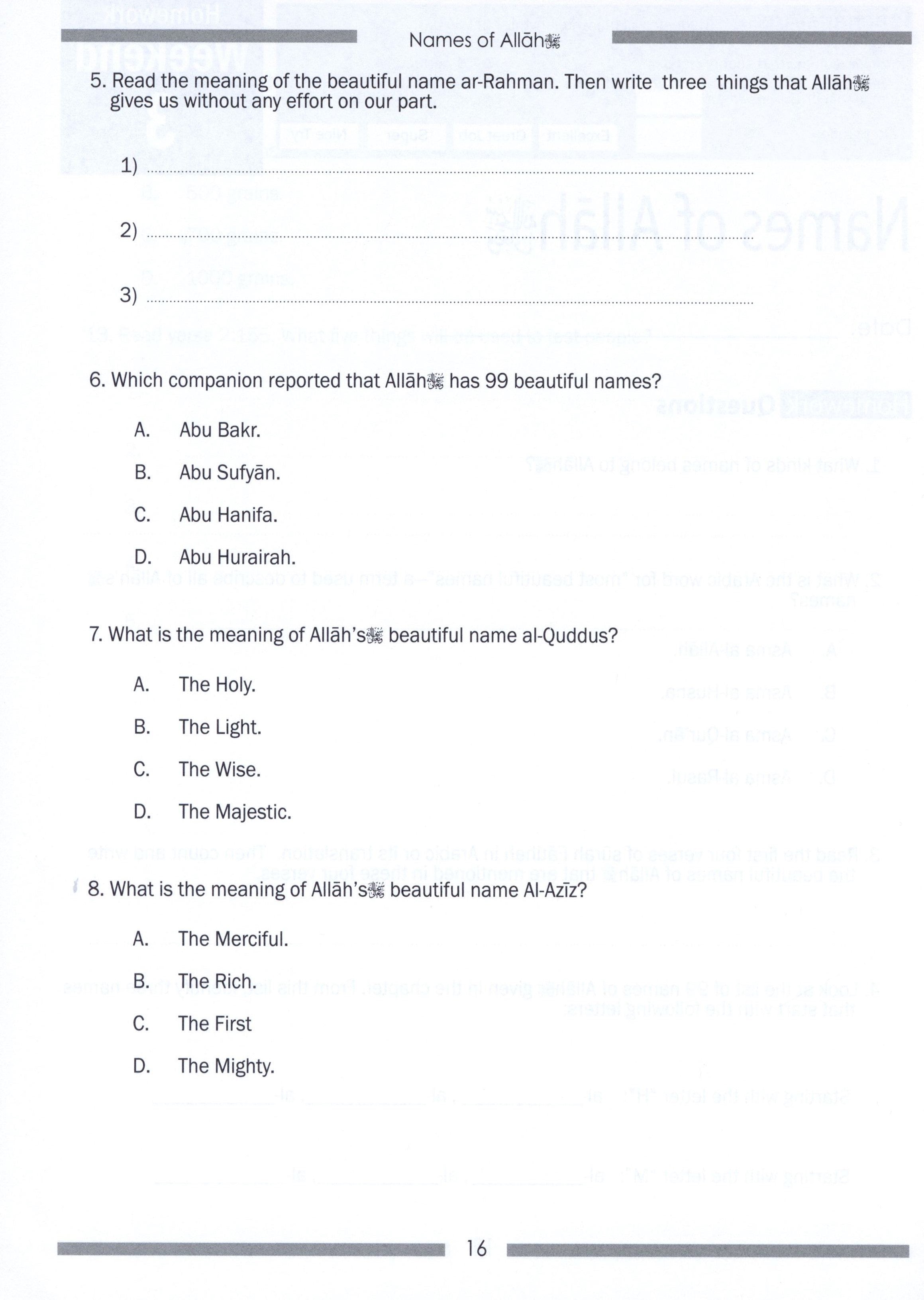 Weekend Learning Islamic Studies Workbook Level 4