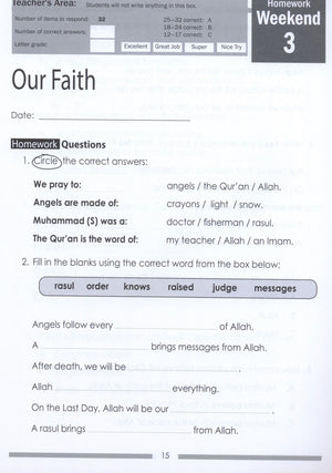 Weekend Learning Islamic Studies Workbook Level 1