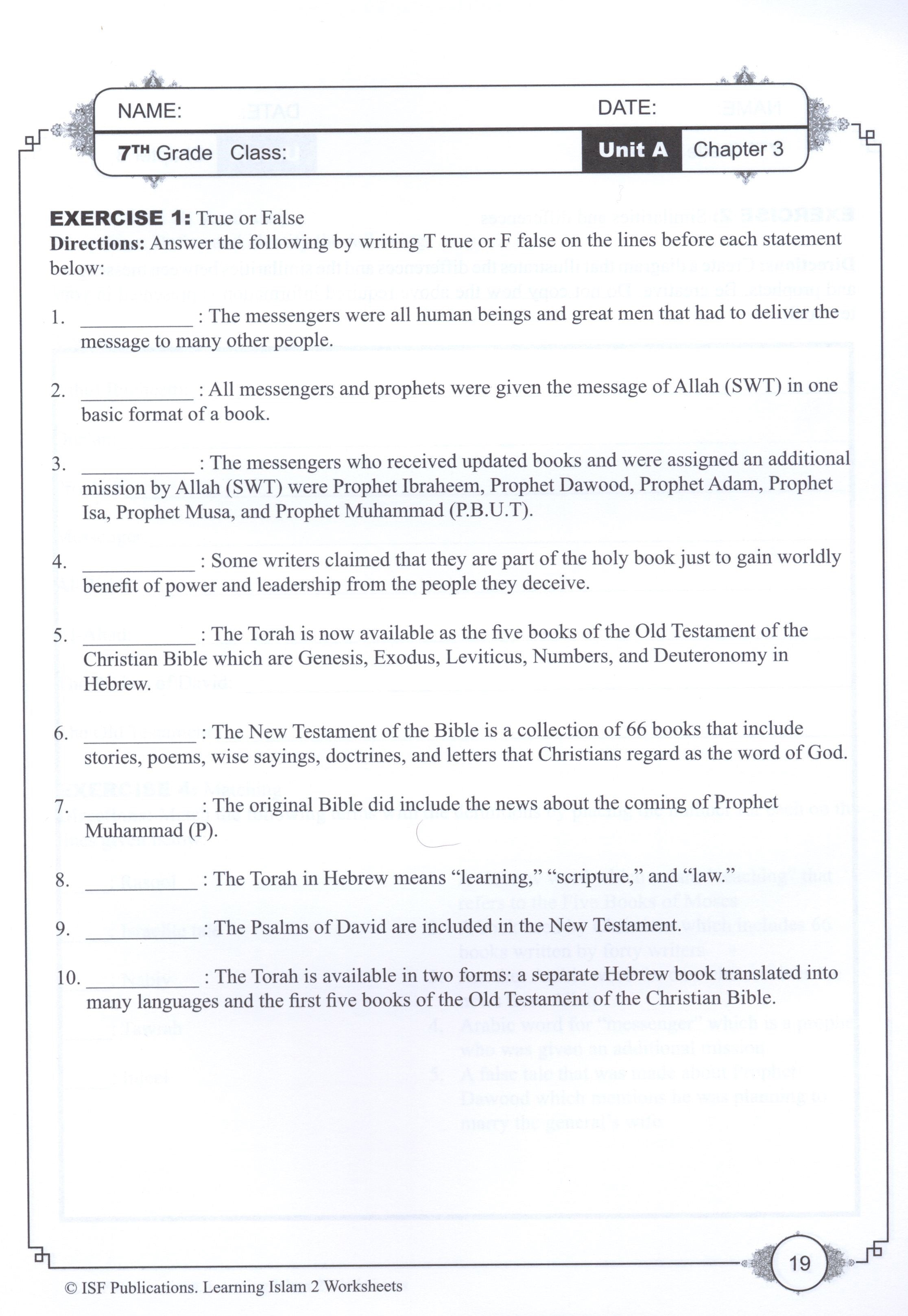 Learning Islam Workbook Level 2 (7th Grade)