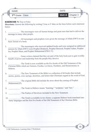 Learning Islam Workbook Level 2 (7th Grade)