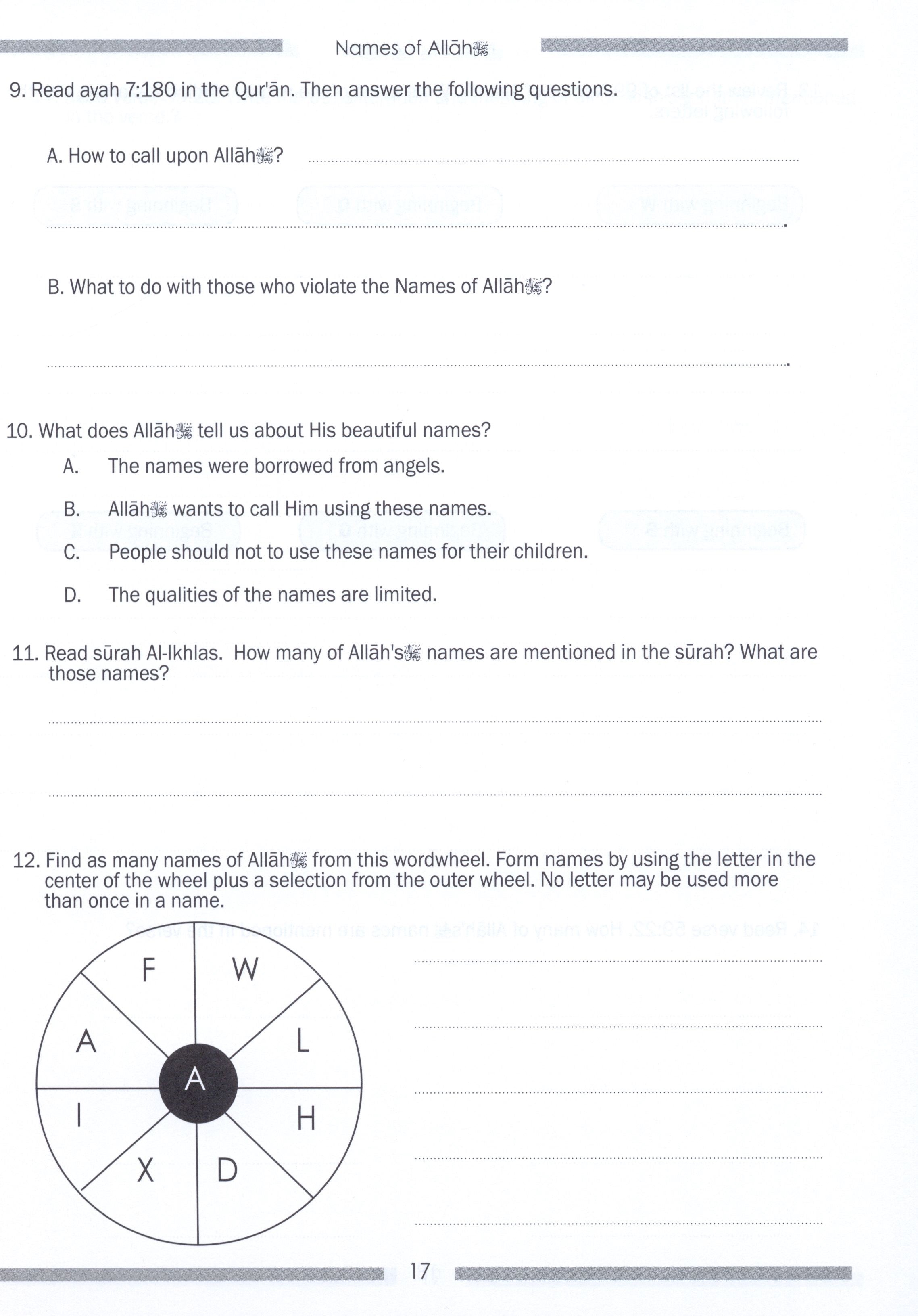Weekend Learning Islamic Studies Workbook Level 4