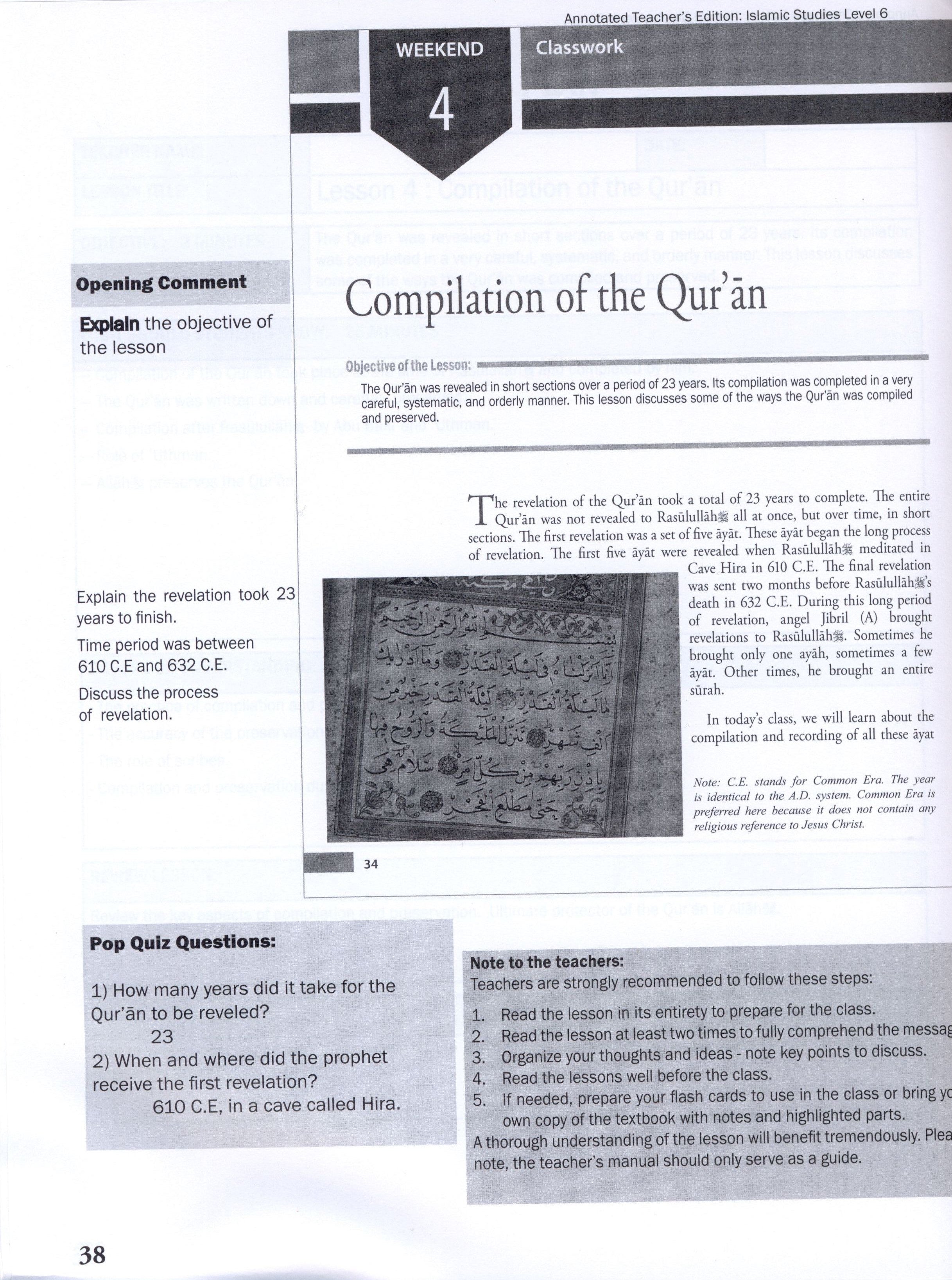Weekend Learning Islamic Studies Teacher Manual Level 6