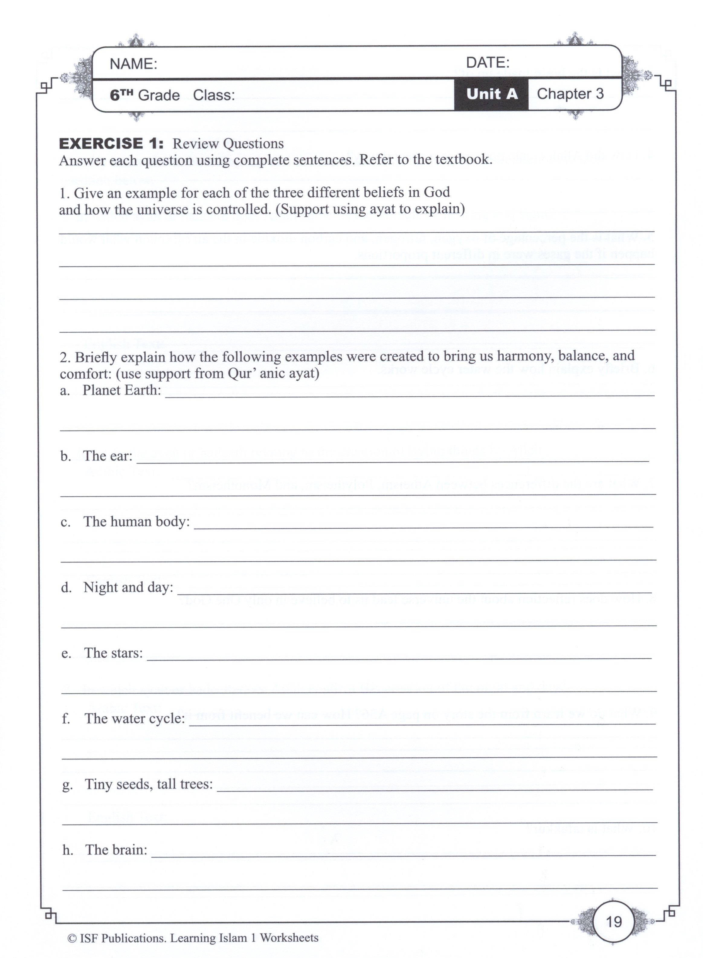 Learning Islam Workbook Level 1 (6th Grade)