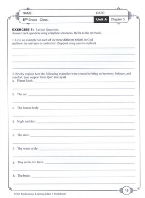 Learning Islam Workbook Level 1 (6th Grade)