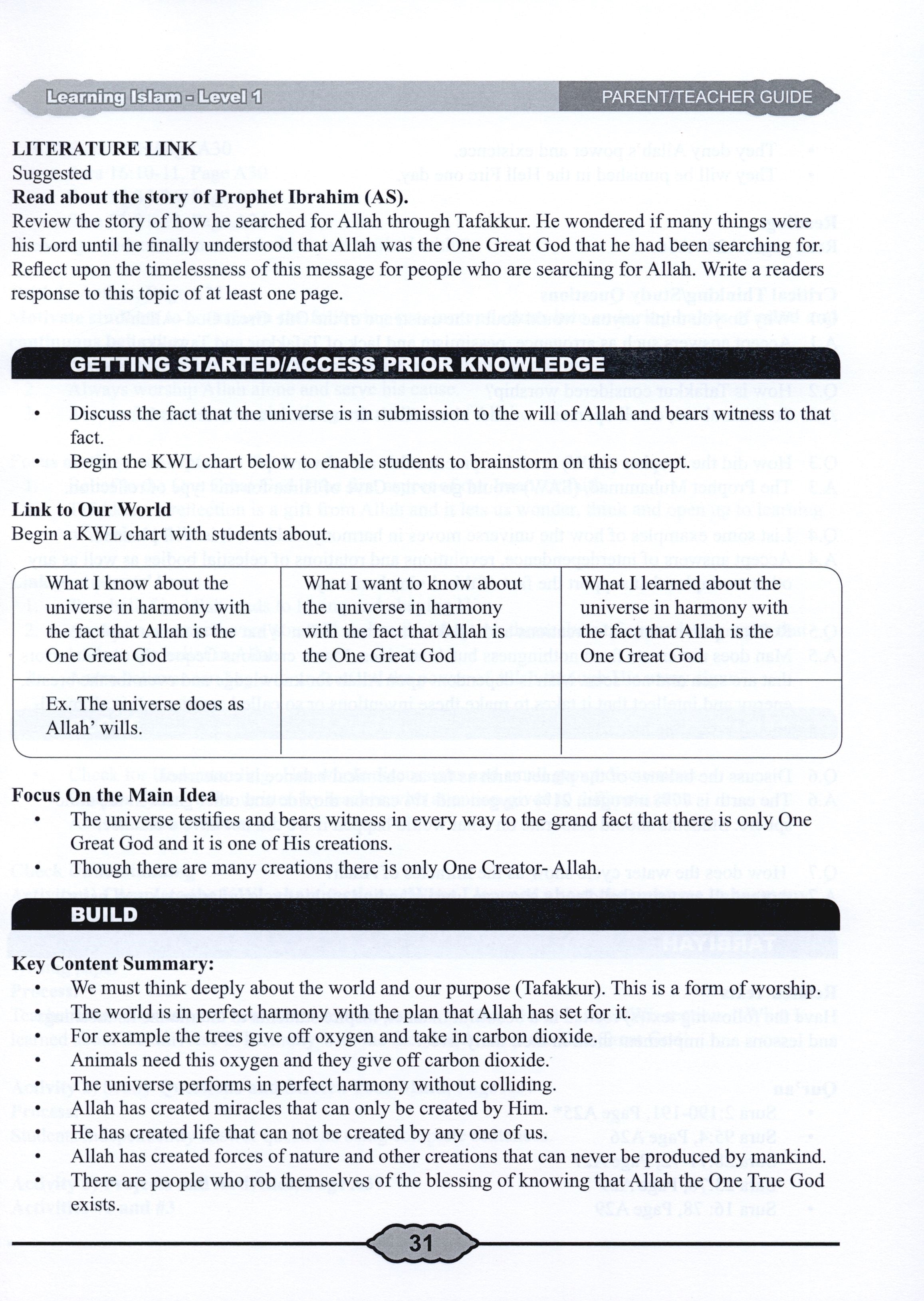 Learning Islam Teacher Book Level 1 (6th Grade)