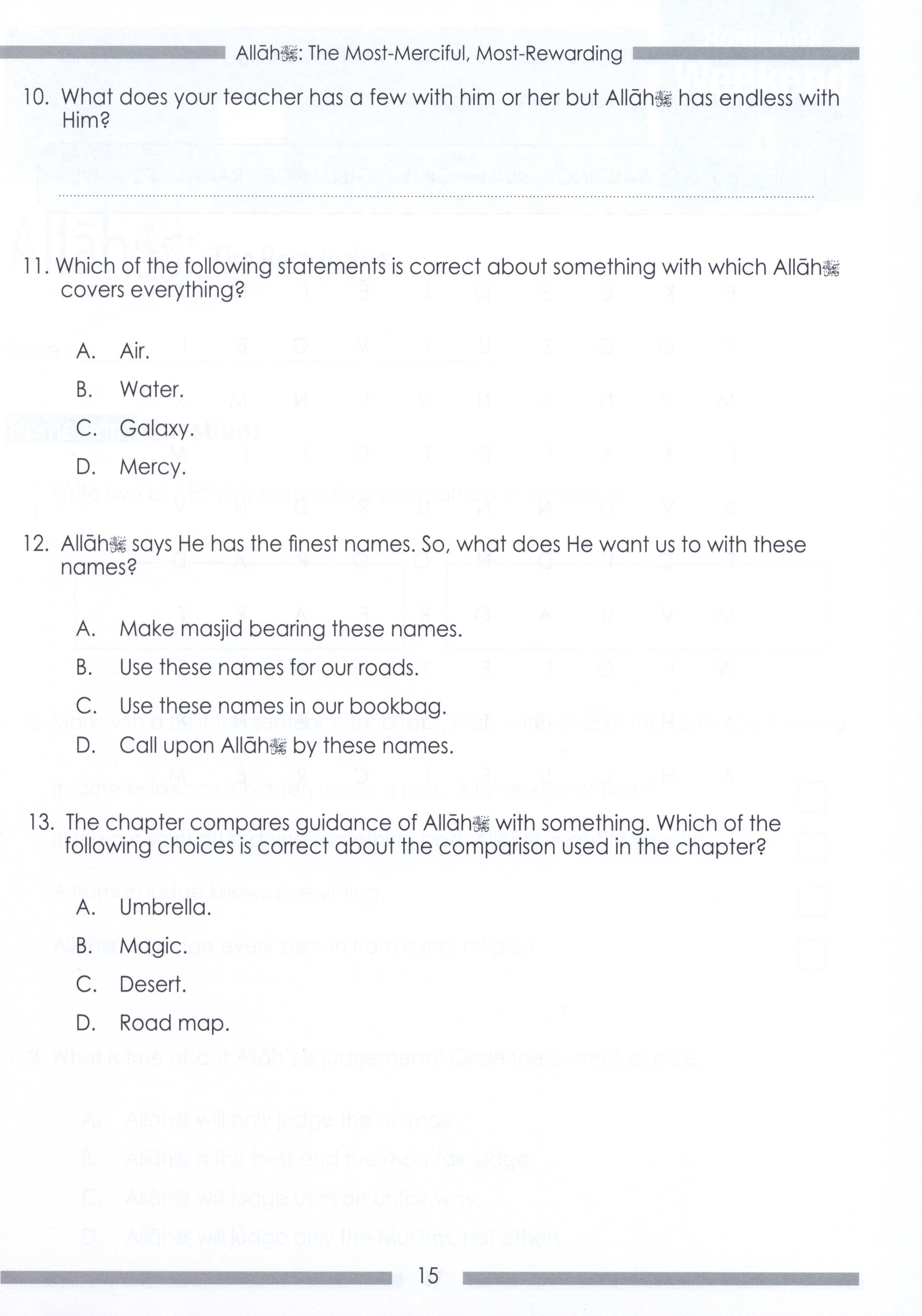 Weekend Learning Islamic Studies Workbook Level 3