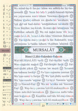 Tajweed Quran Juz' Tabarak Part 29 with Translation and Transliteration 7 x 9