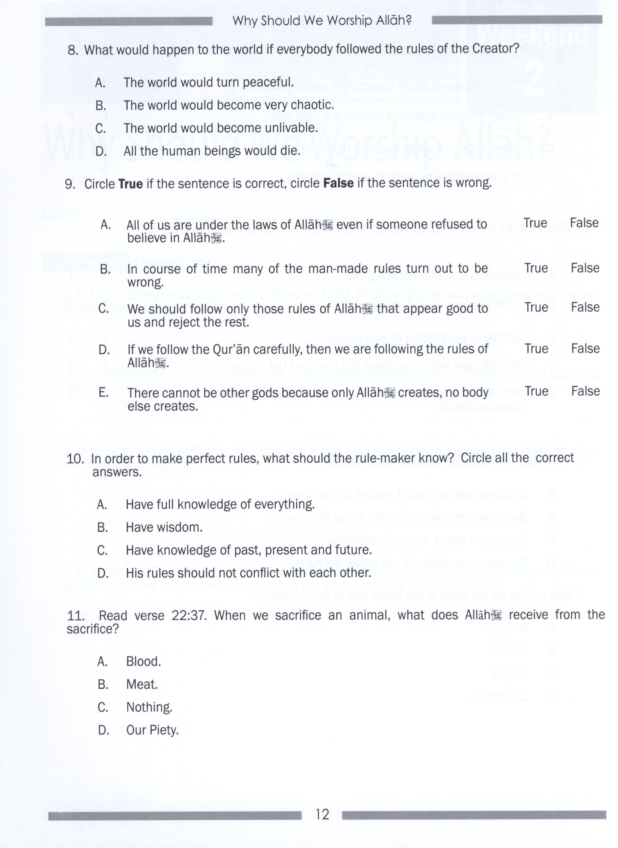 Weekend Learning Islamic Studies Workbook Level 5