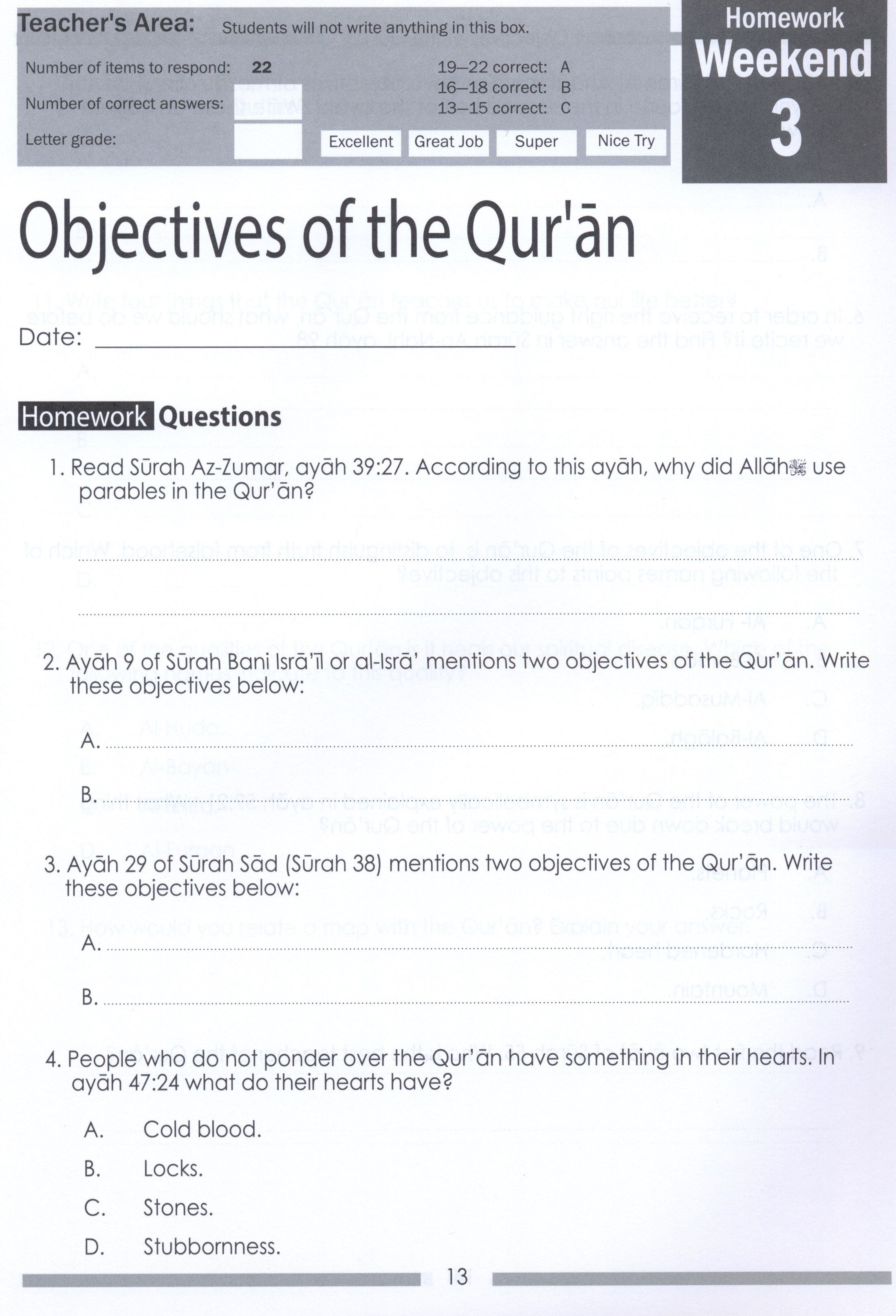 Weekend Learning Islamic Studies Workbook Level 6