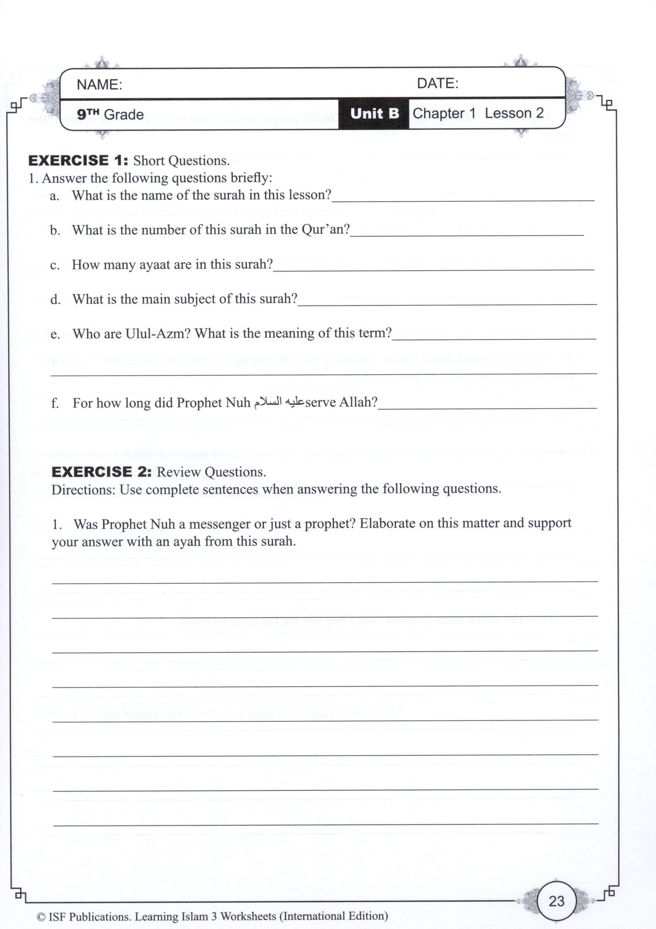 Learning Islam Workbook Level 3 (8th Grade)