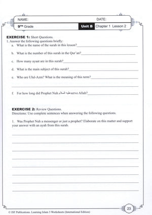Learning Islam Workbook Level 3 (8th Grade)
