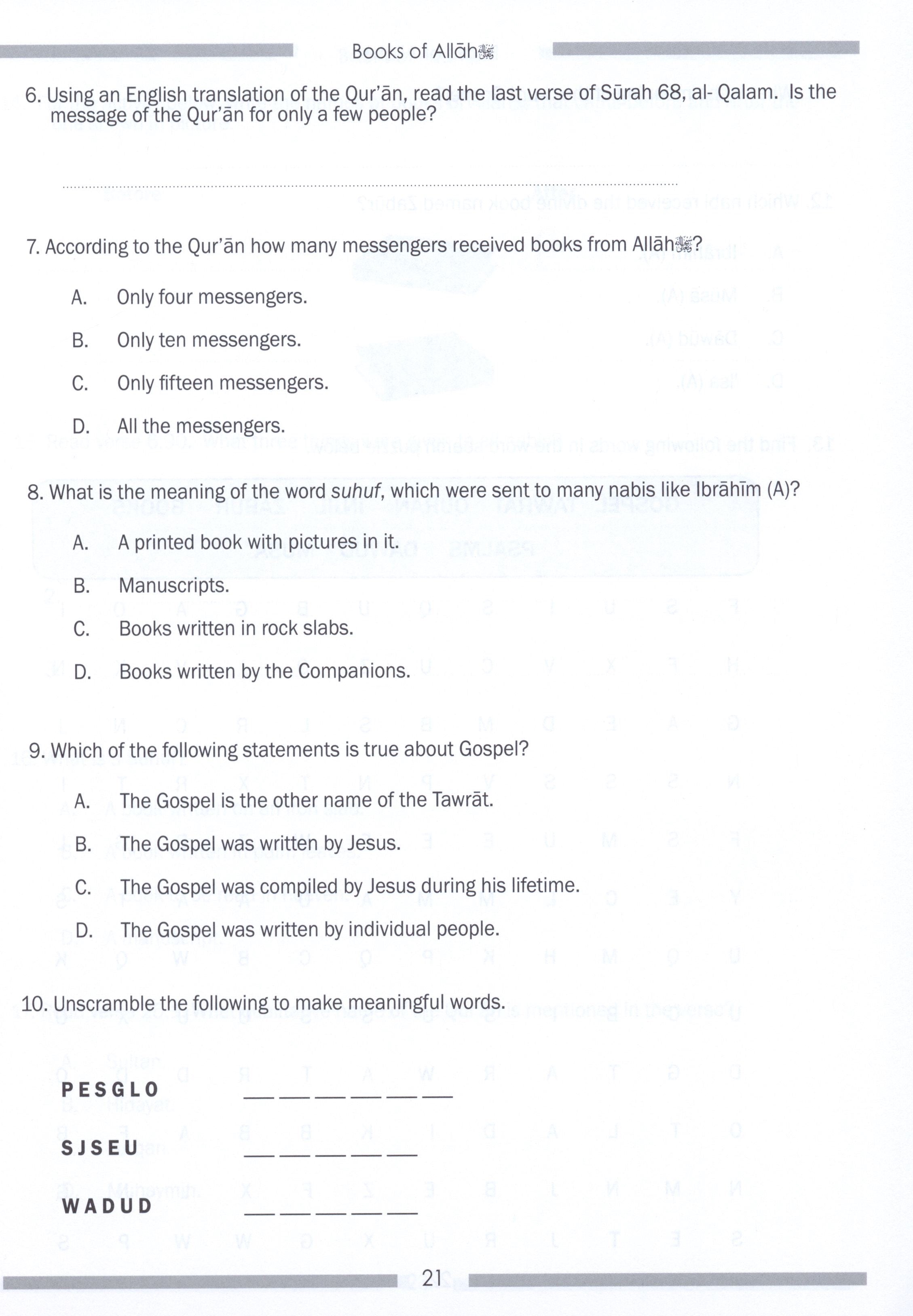 Weekend Learning Islamic Studies Workbook Level 4