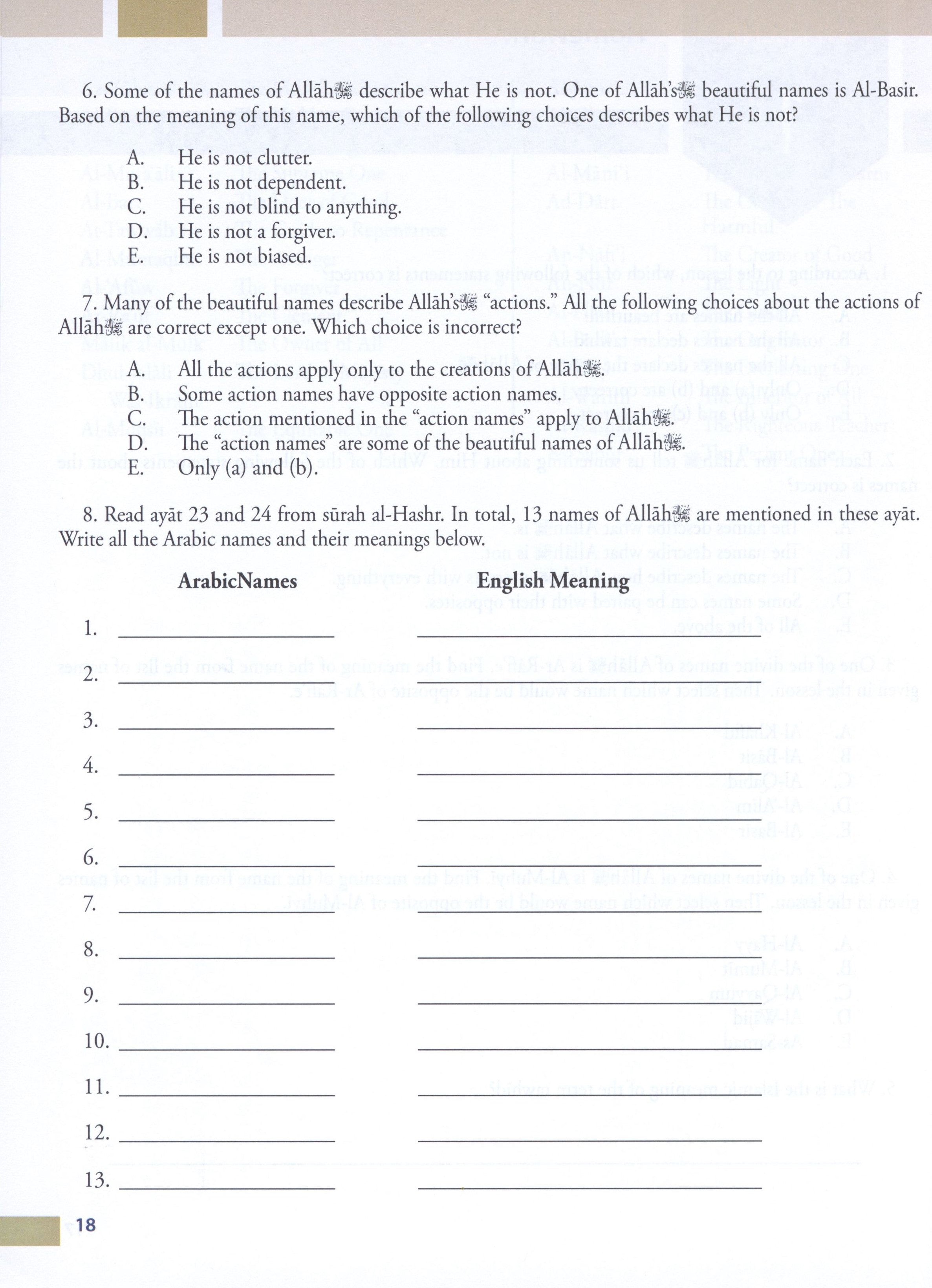 Weekend Learning Islamic Studies Level 8