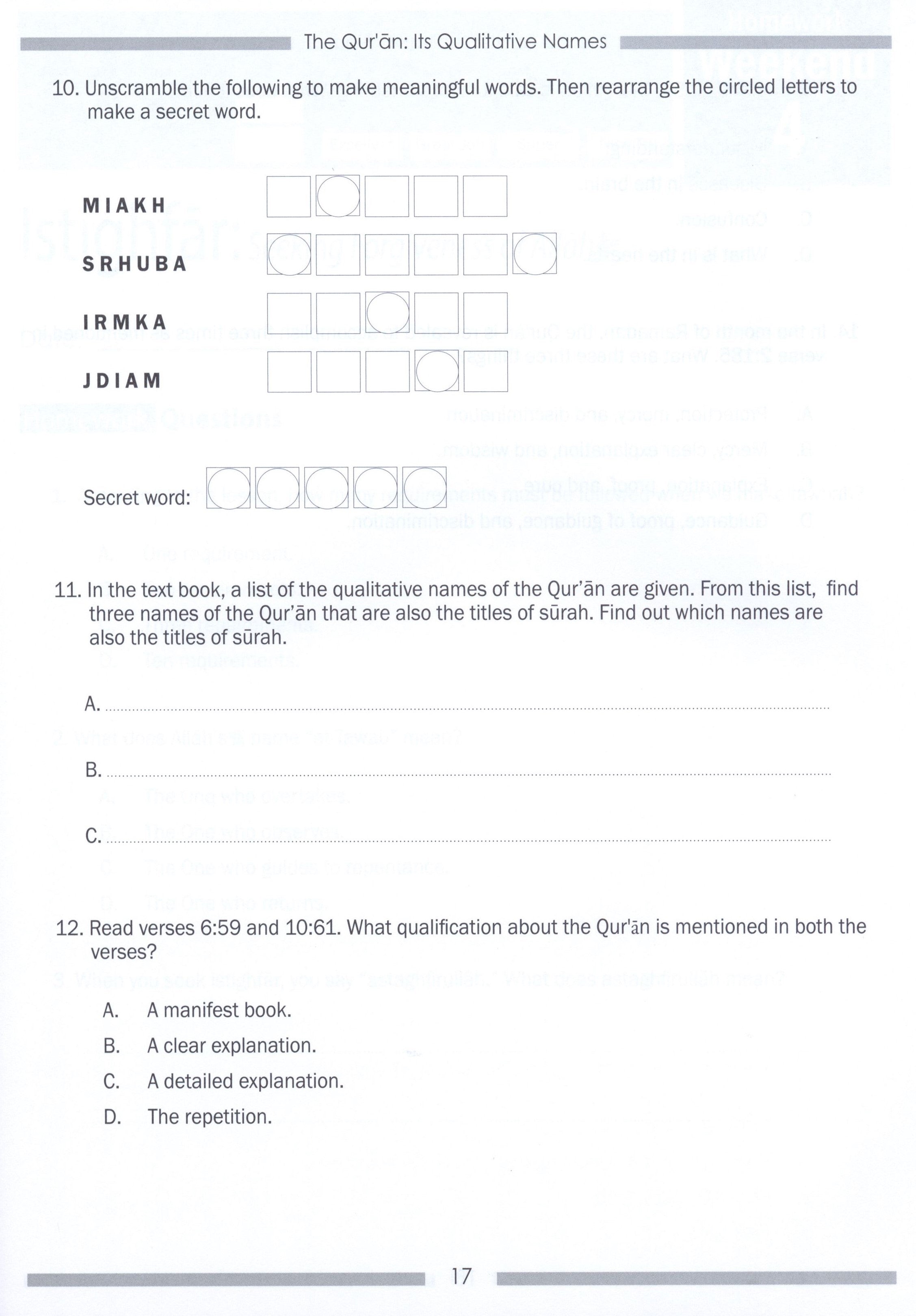 Weekend Learning Islamic Studies Workbook Level 7