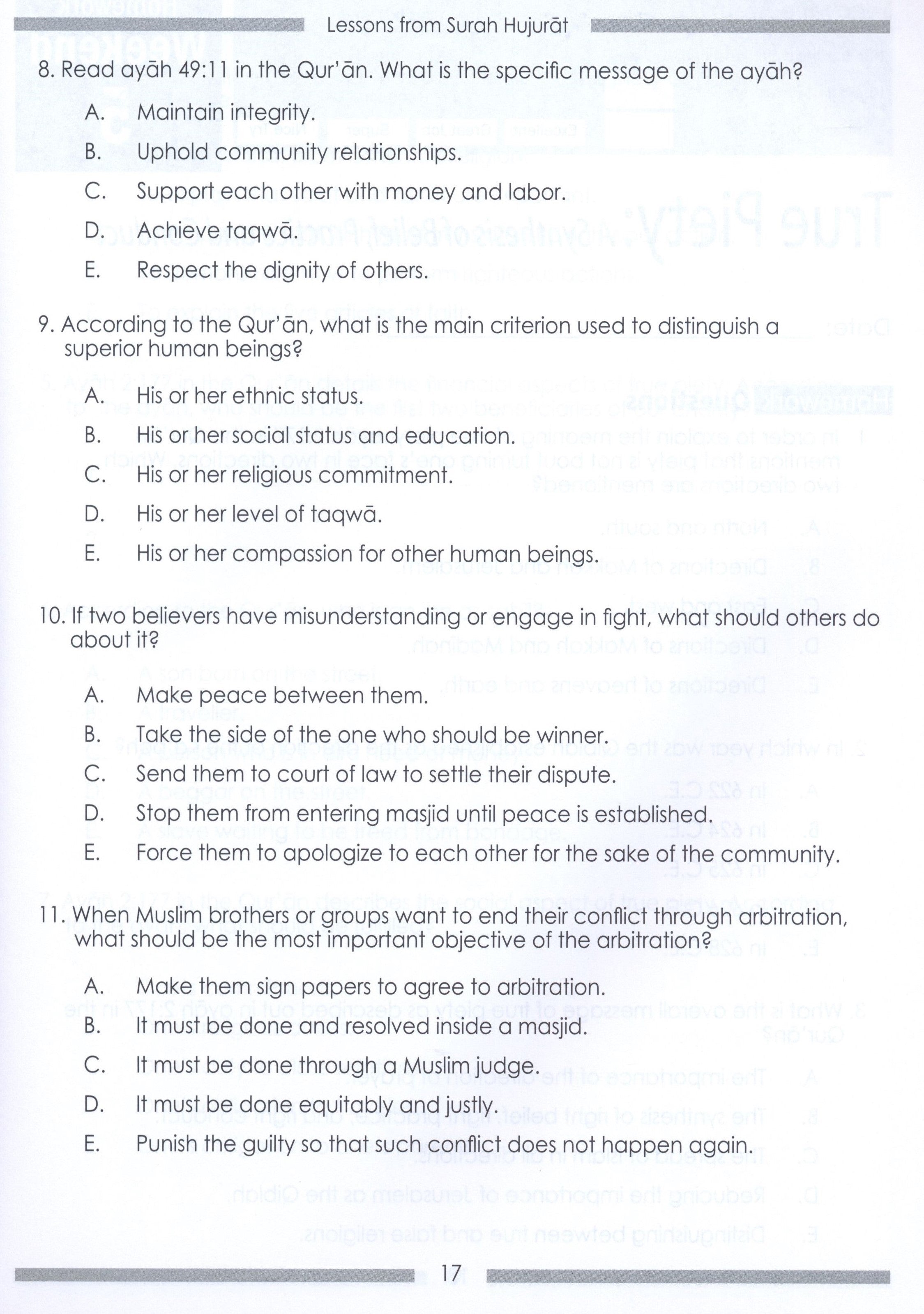 Weekend Learning Islamic Studies Workbook Level 8