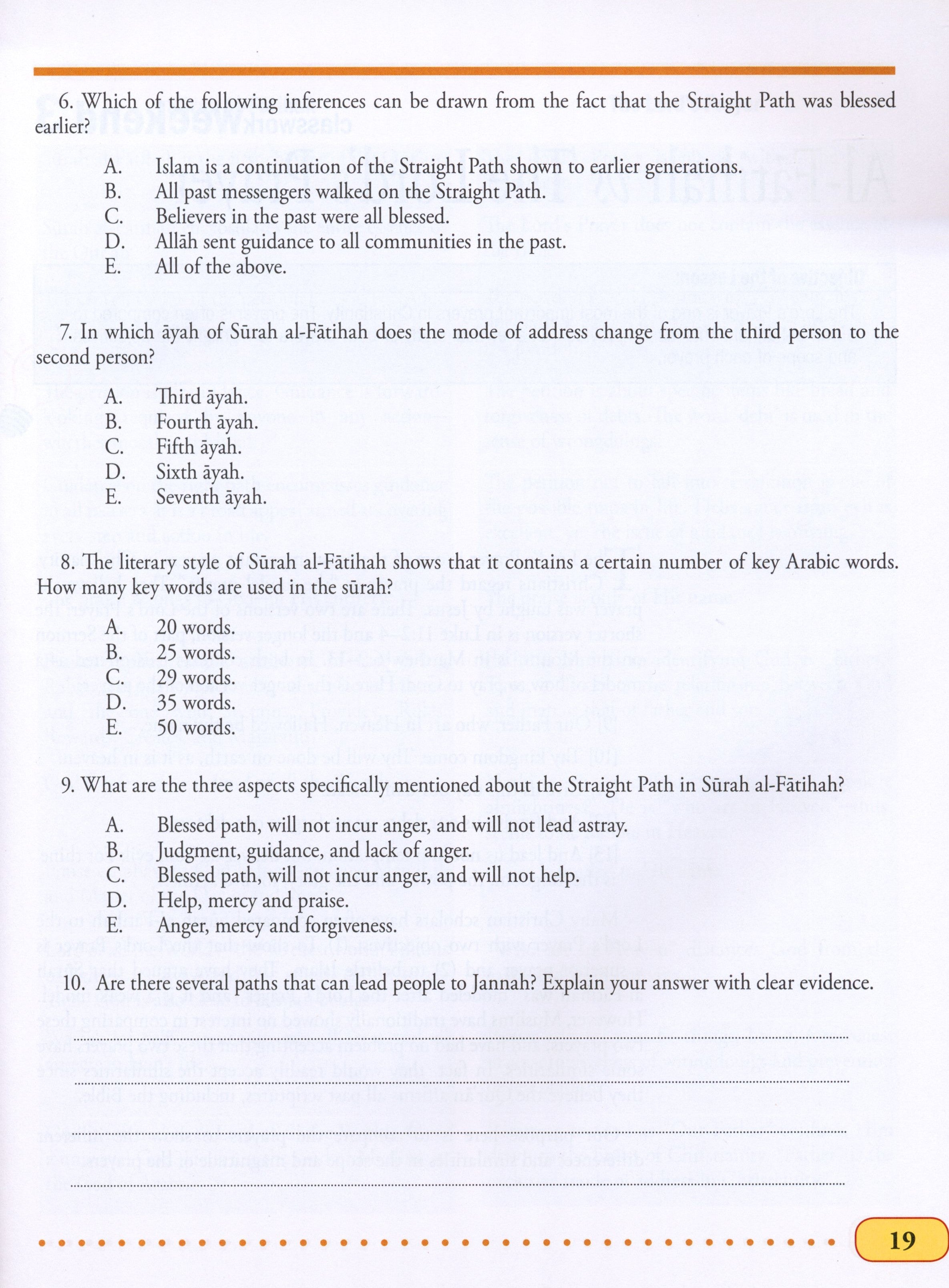 Weekend Learning Islamic Studies Level 10