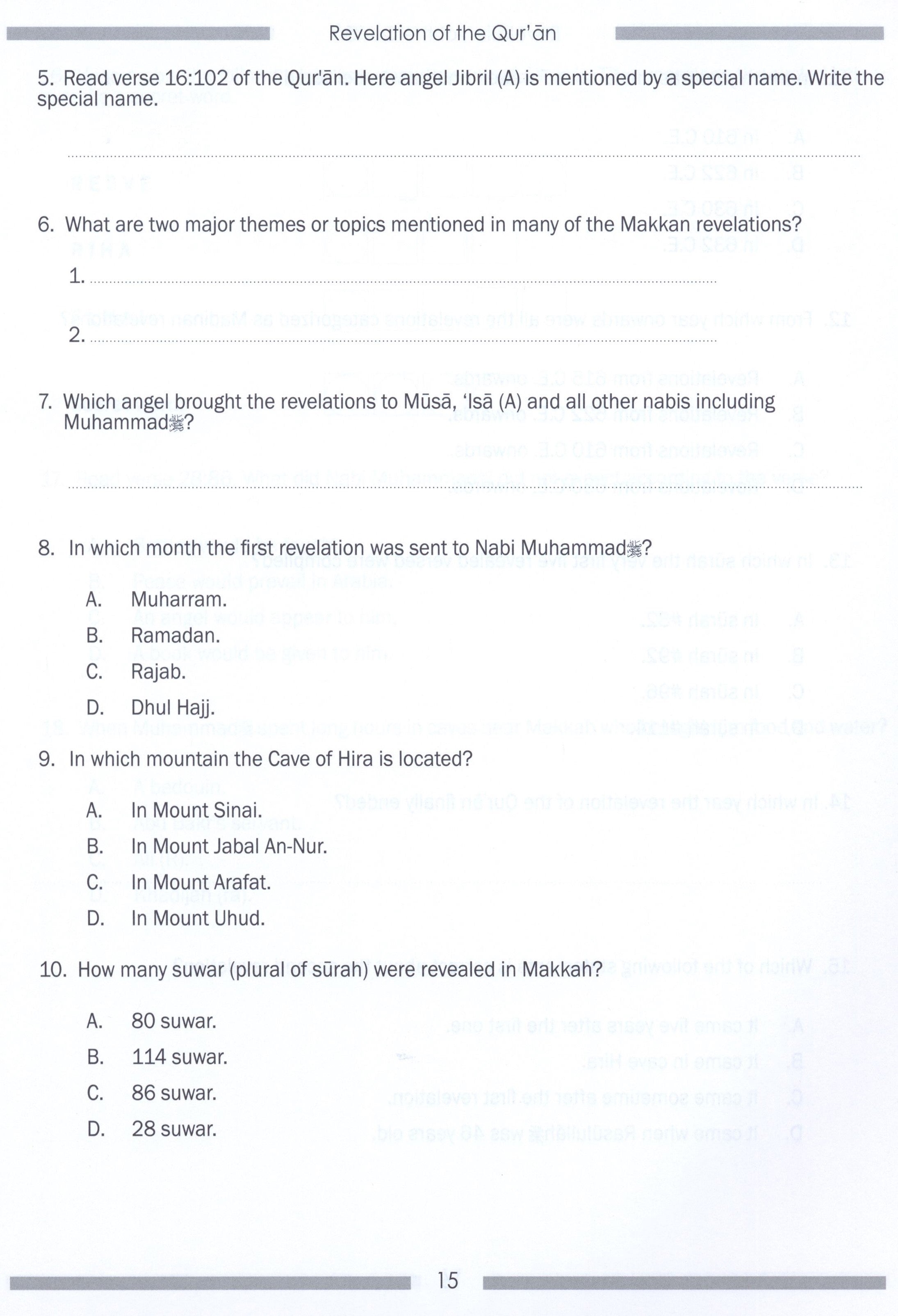 Weekend Learning Islamic Studies Workbook Level 5