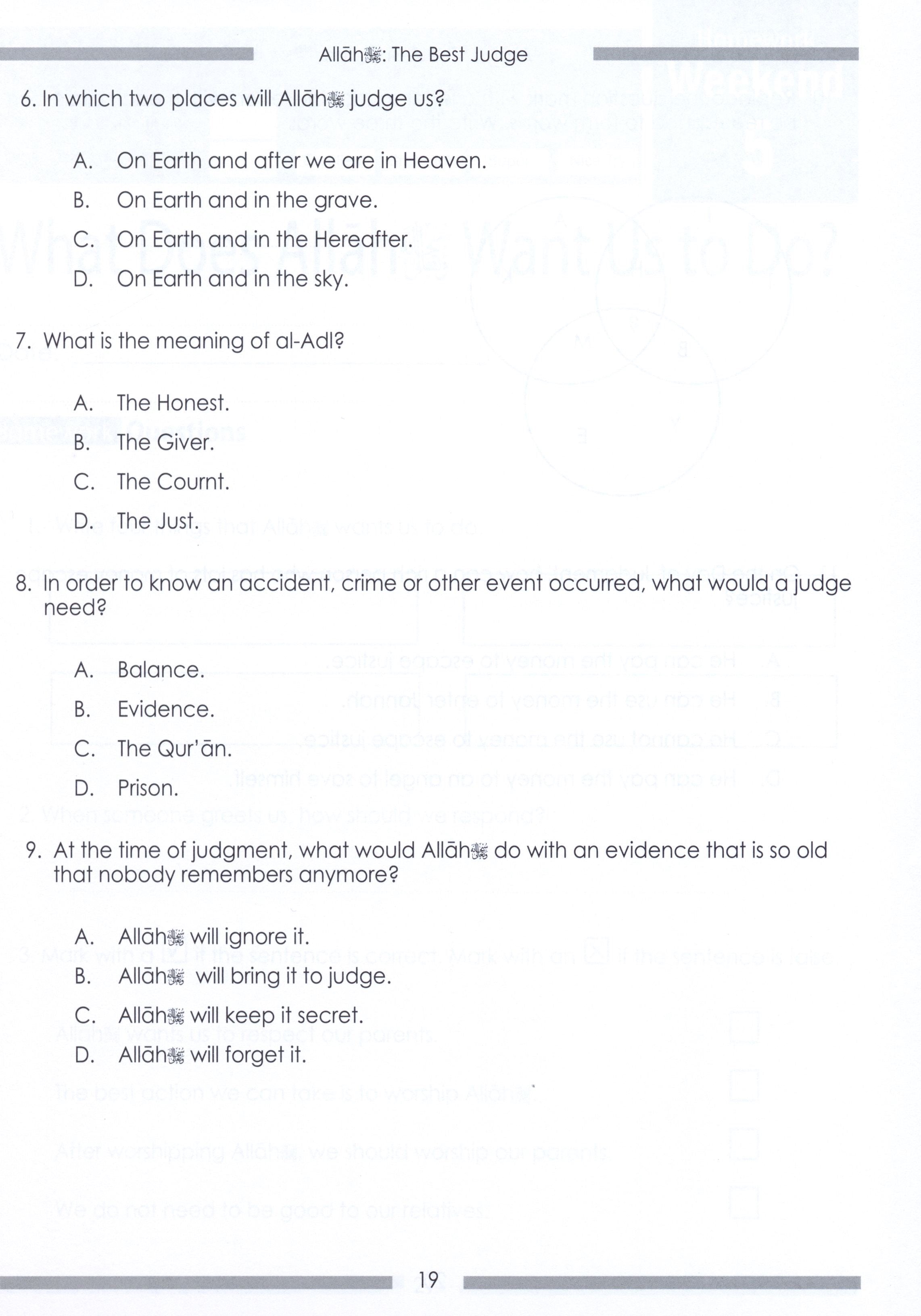 Weekend Learning Islamic Studies Workbook Level 3