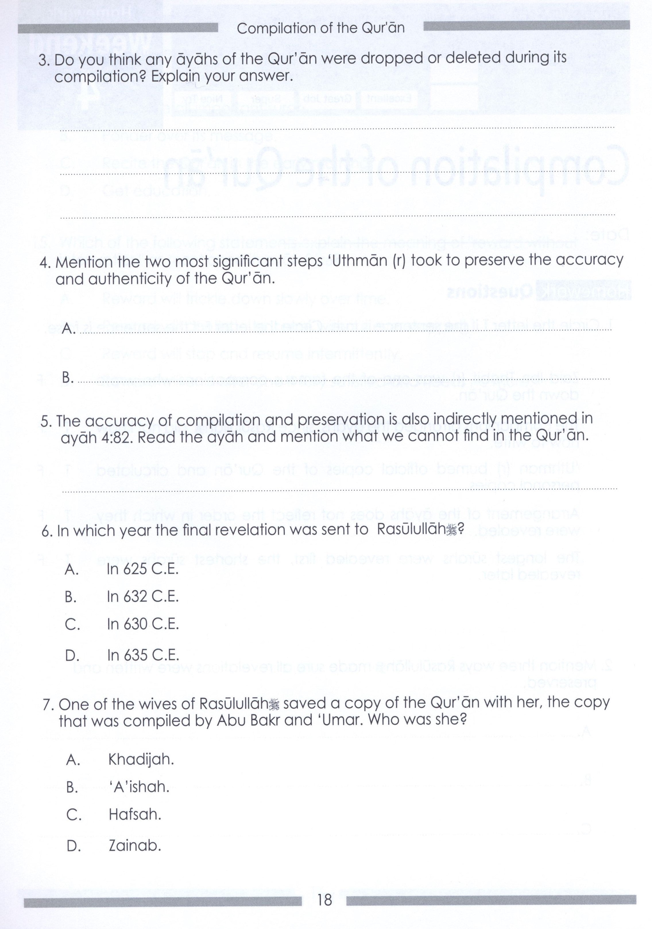 Weekend Learning Islamic Studies Workbook Level 6