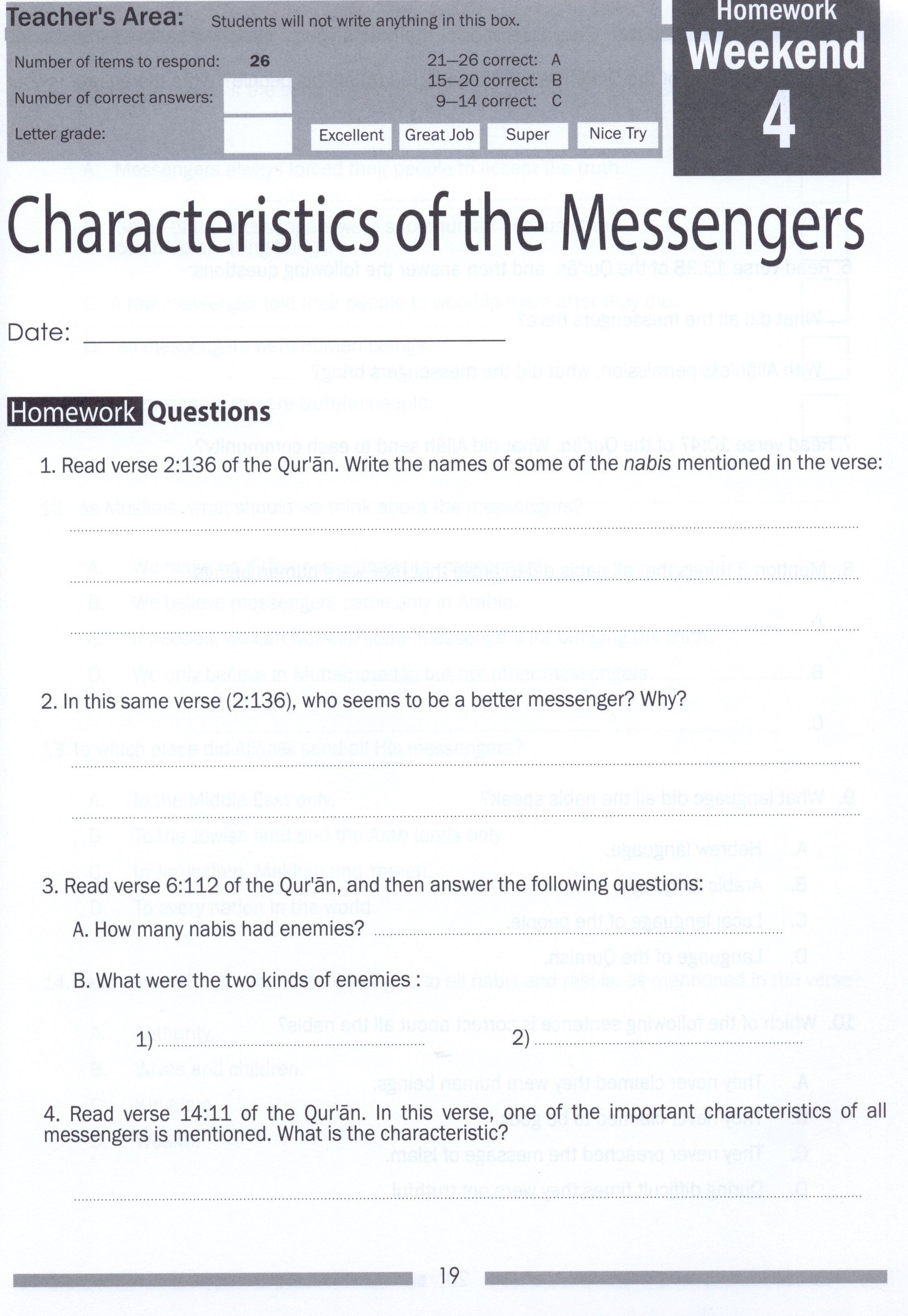 Weekend Learning Islamic Studies Workbook Level 5