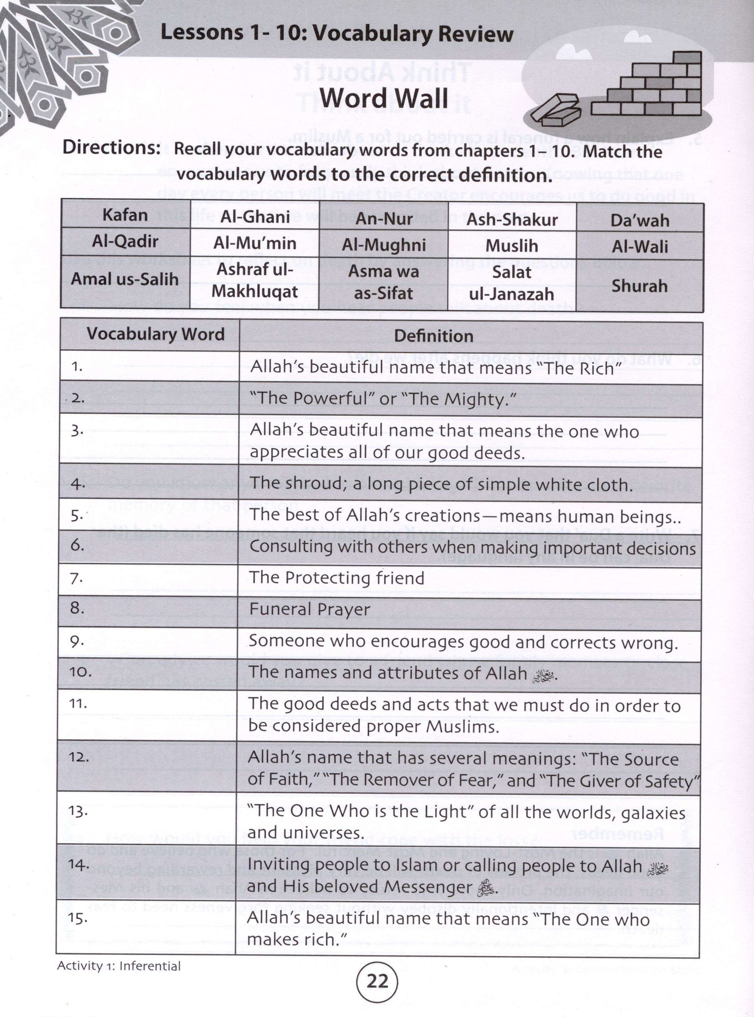 We Are Muslims Workbook Grade 6