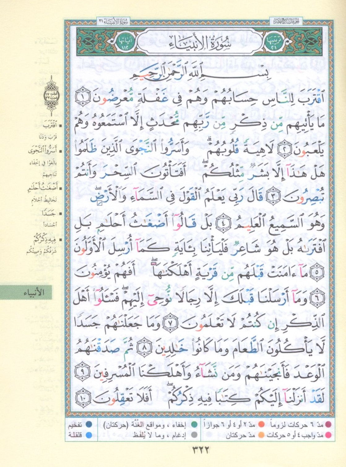 Color Coded Tajweed Qur'an With Zipper 3.5x5