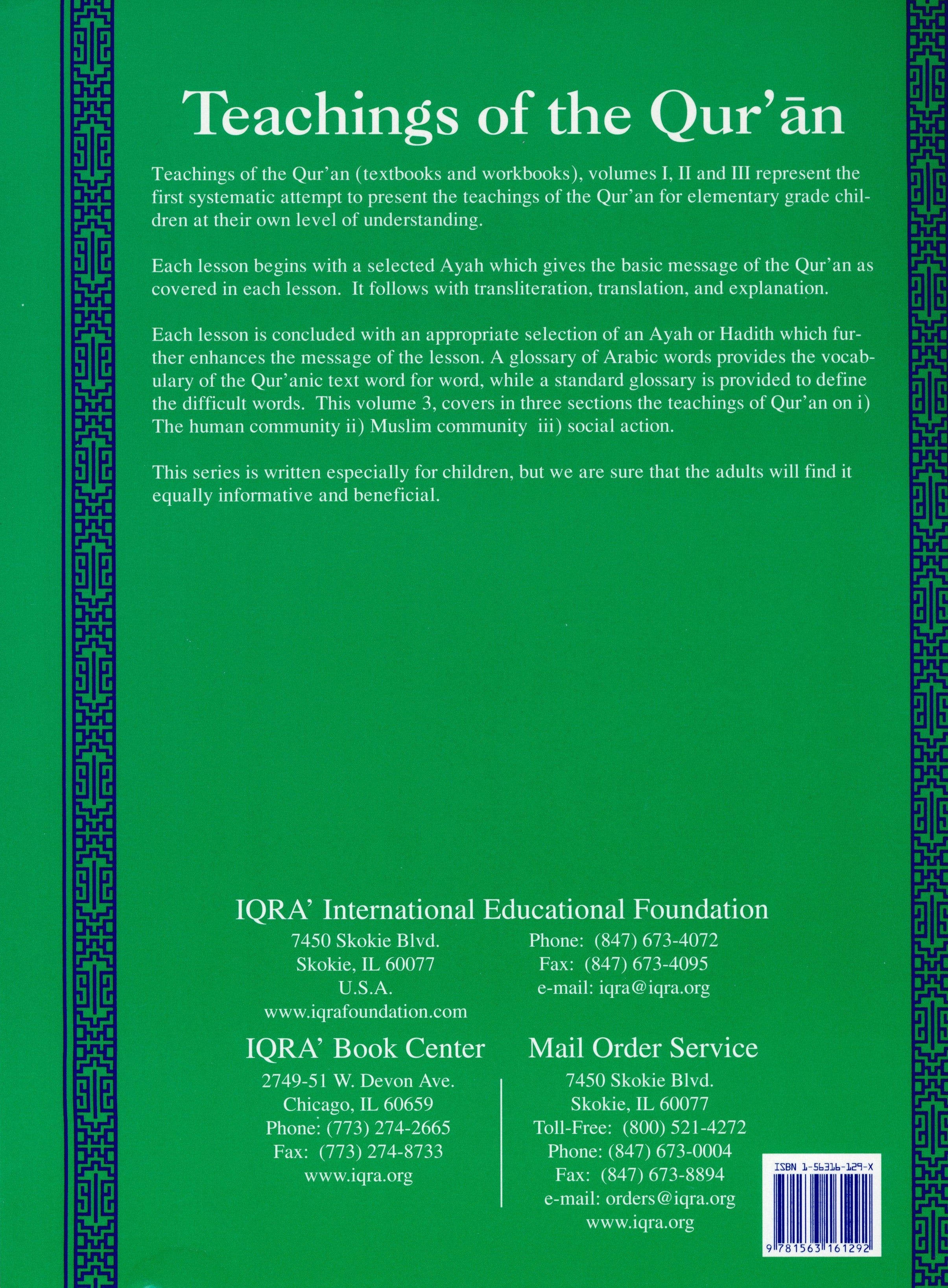 Teachings of the Qur'an Workbook Volume 3