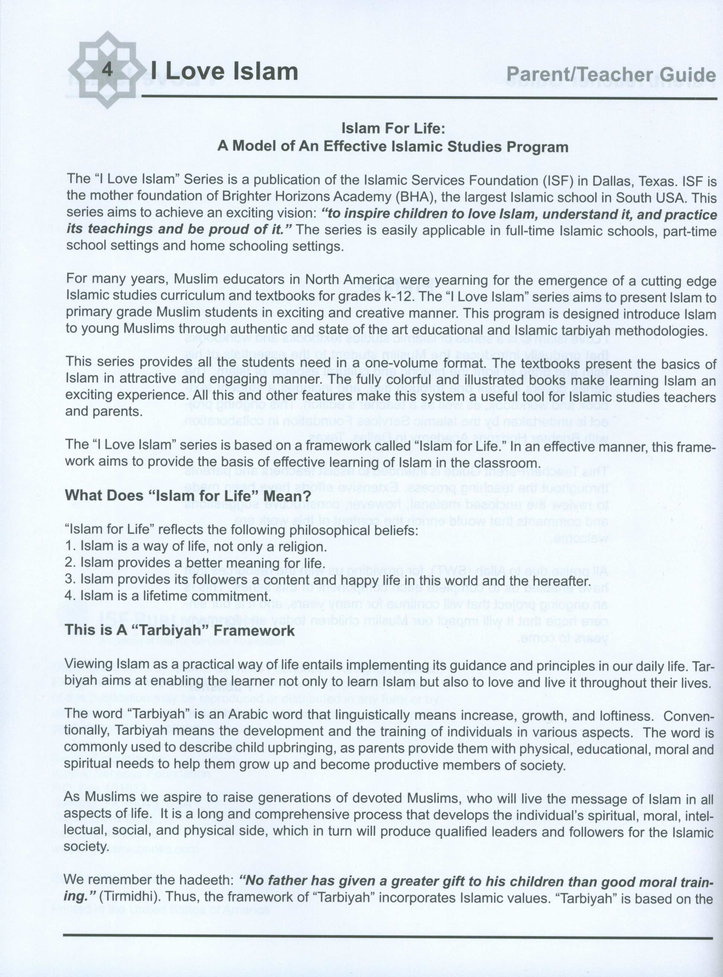 I Love Islam Teacher / Parent Guide Level 5