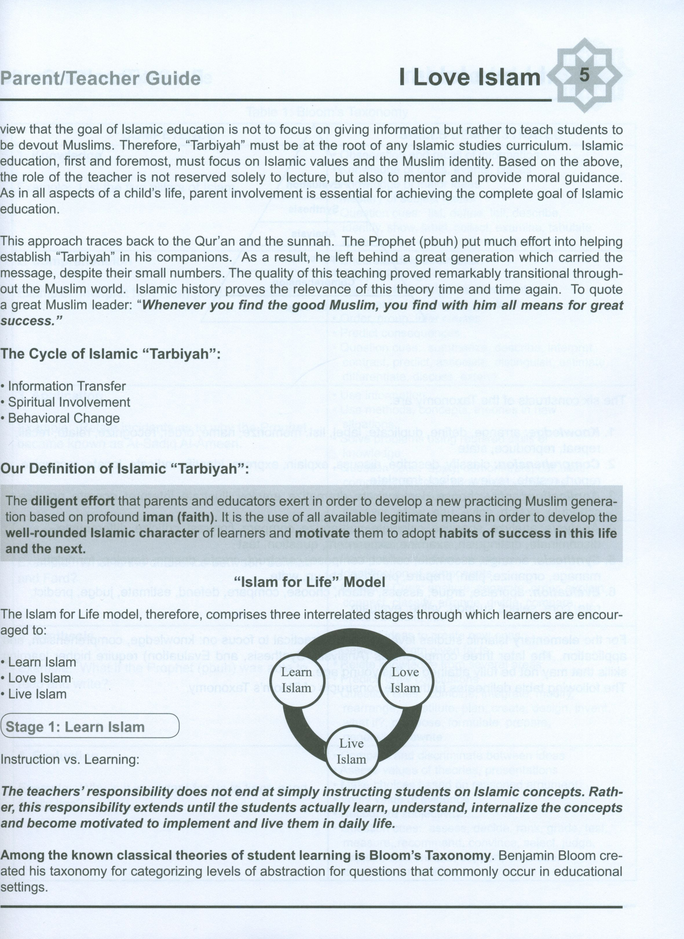 I Love Islam Teacher / Parent Guide Level 5