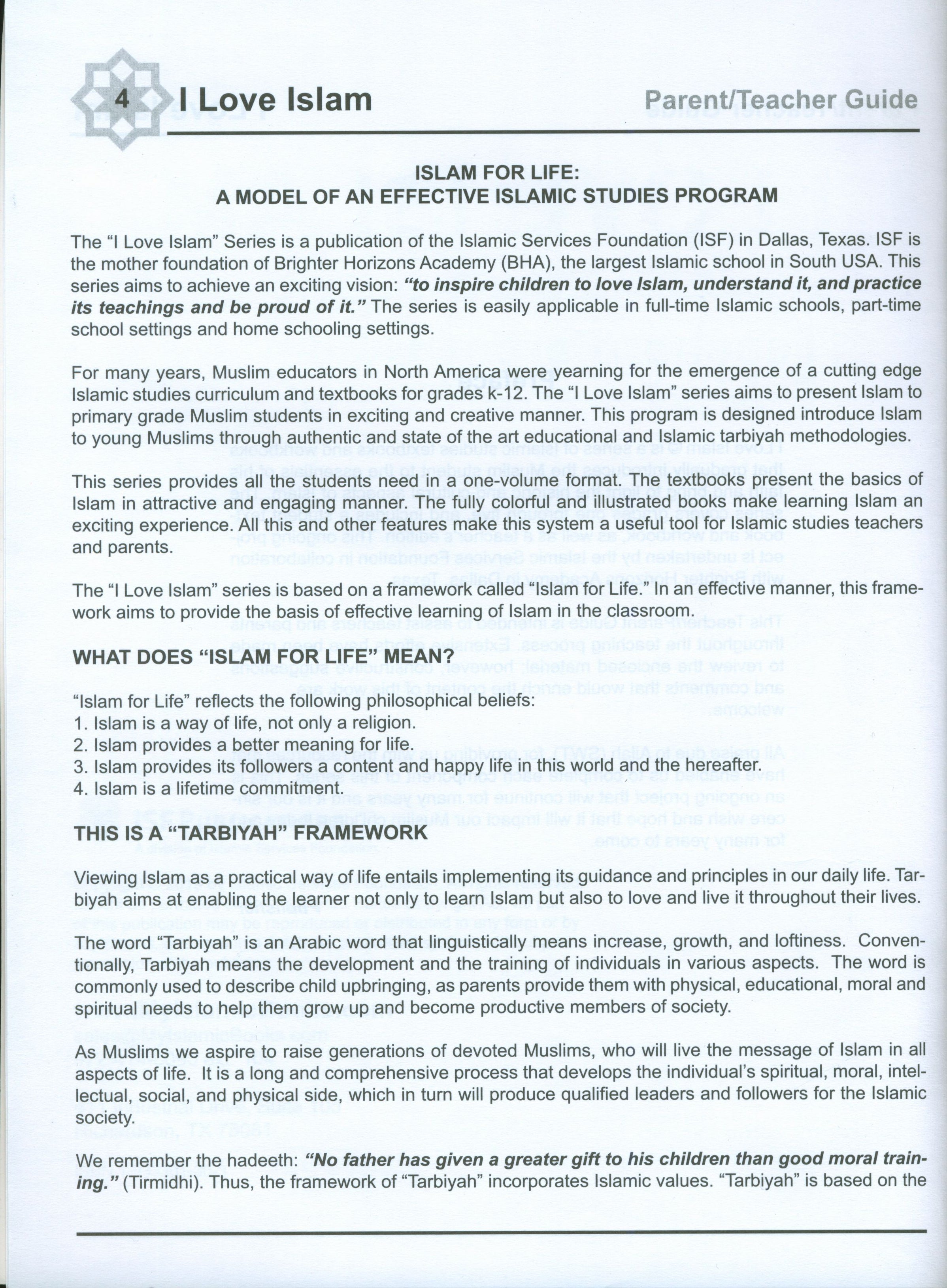 I Love Islam Teacher / Parent Guide Level 1 - First Edition