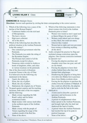 Living Islam Worksheets Level 3 - Prophet of Mercy (10th Grade)