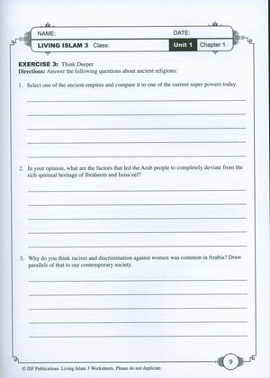 Living Islam Worksheets Level 3 - Prophet of Mercy (10th Grade)