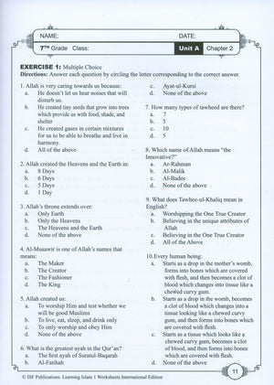 Learning Islam Weekend Edition Worksheets Level 1 (6th Grade)