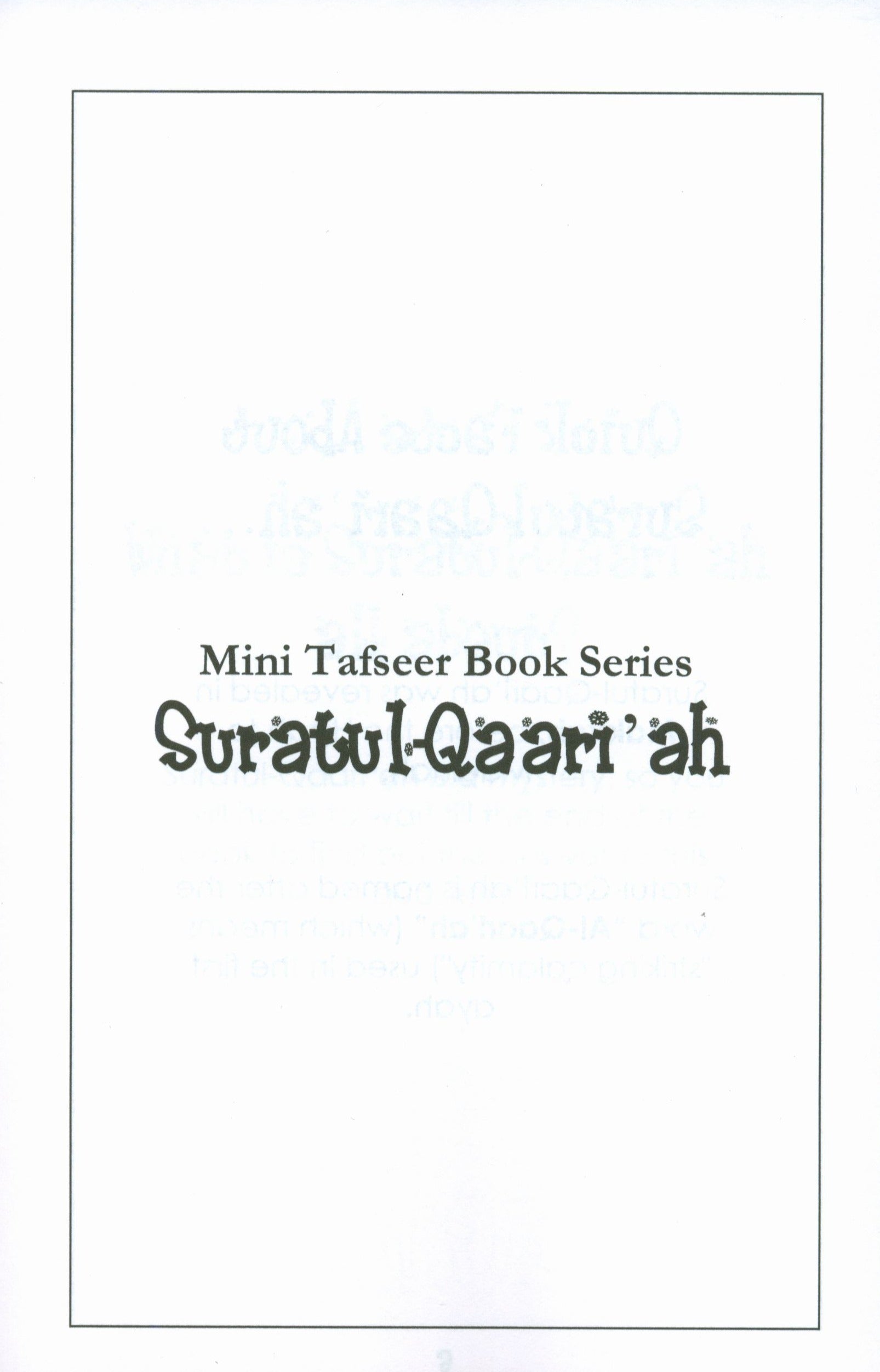 Mini Tafseer Book Suratul Qaari'ah (Surah 101)