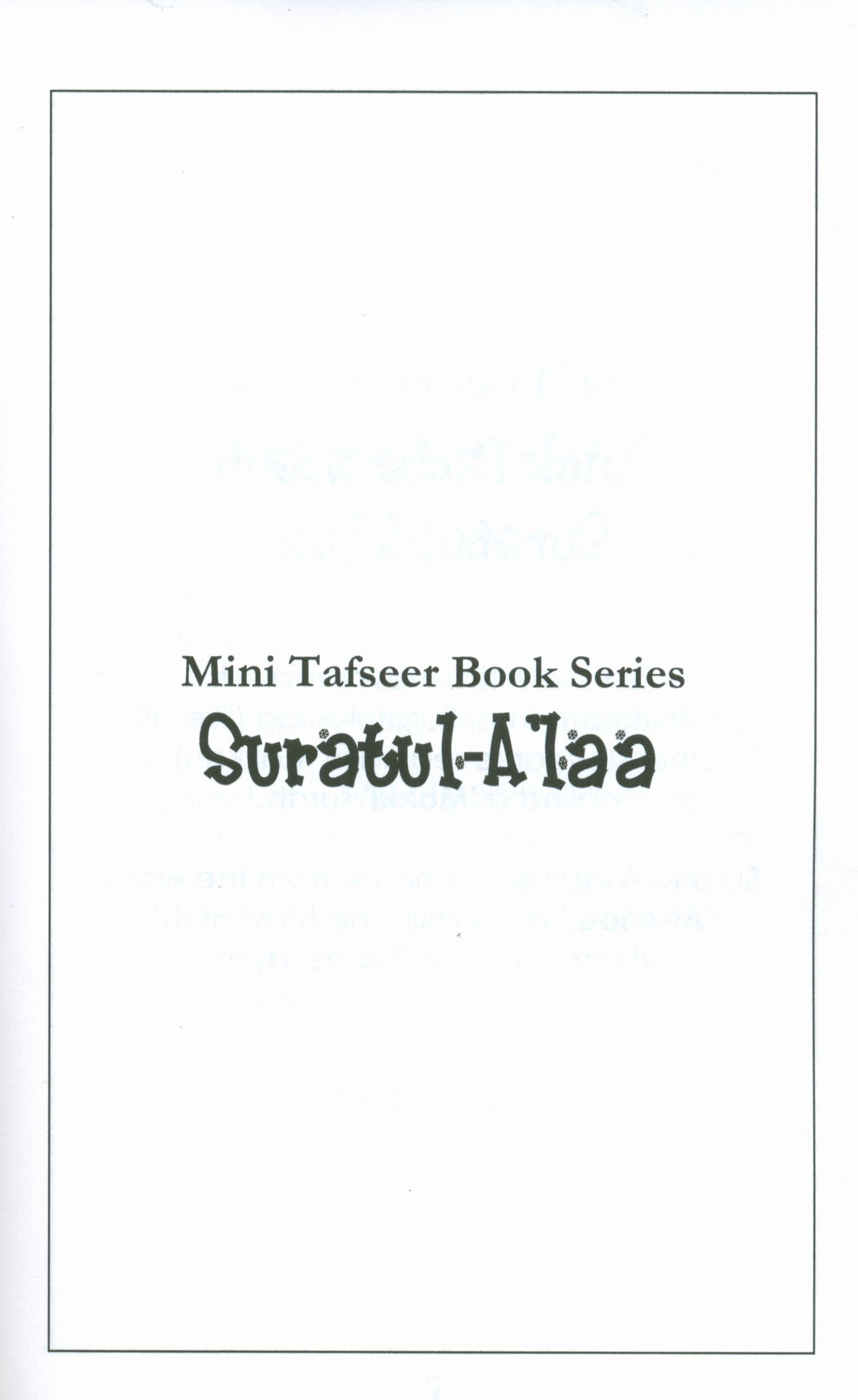 Mini Tafseer Book Suratul A'laa (Surah 87)