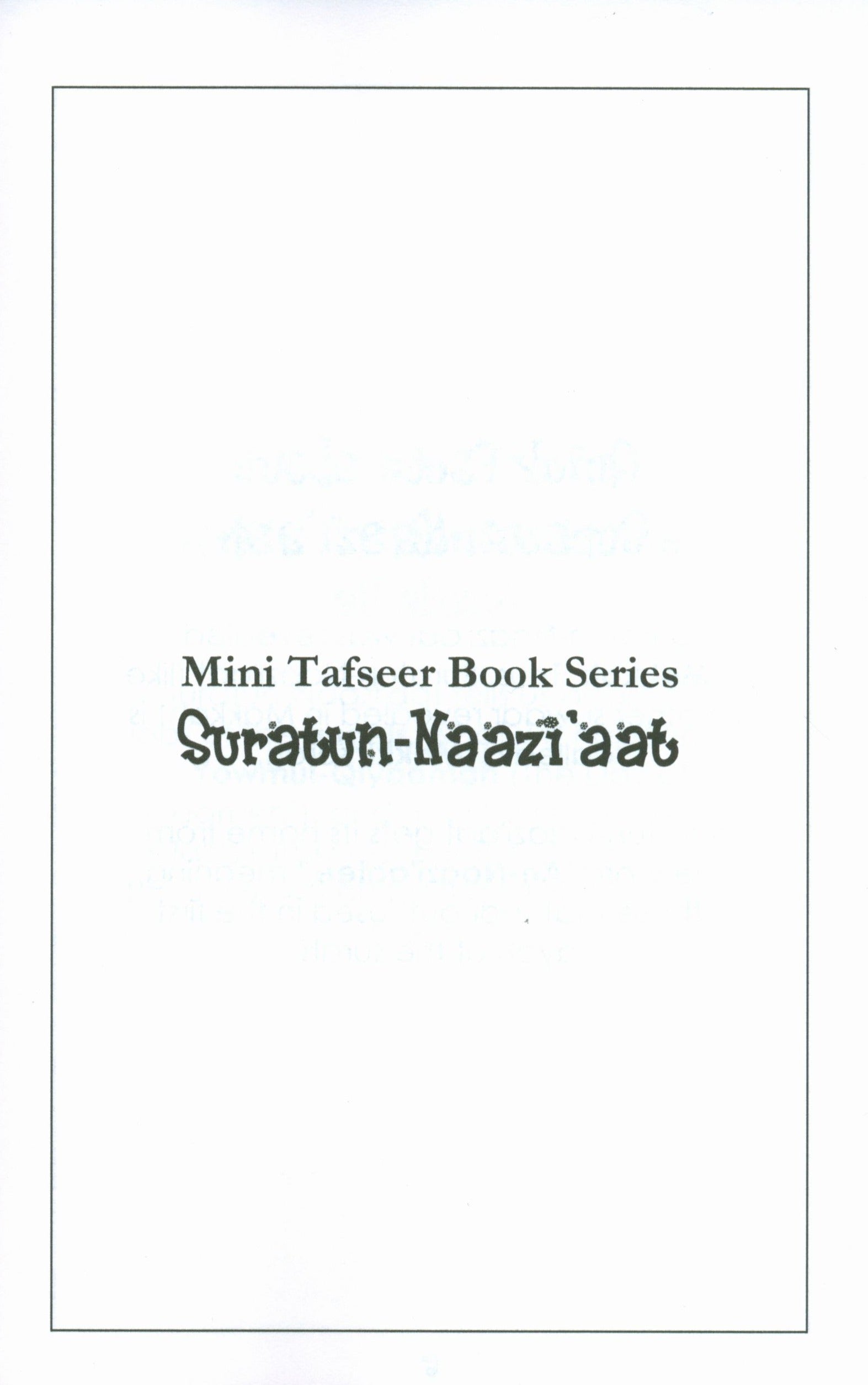 Mini Tafseer Book Suratun Naazi'aat (Surah 79)