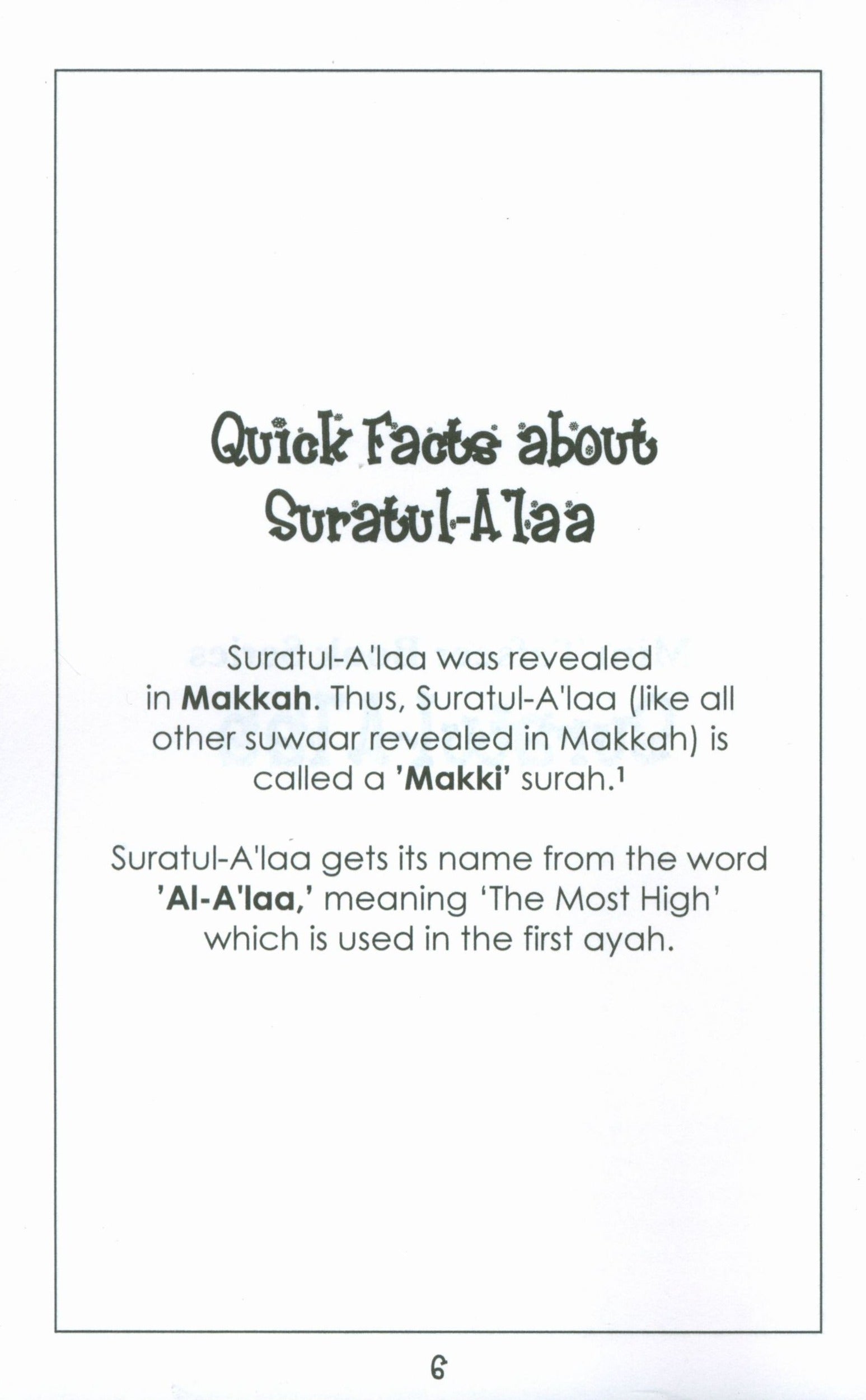 Mini Tafseer Book Suratul A'laa (Surah 87)