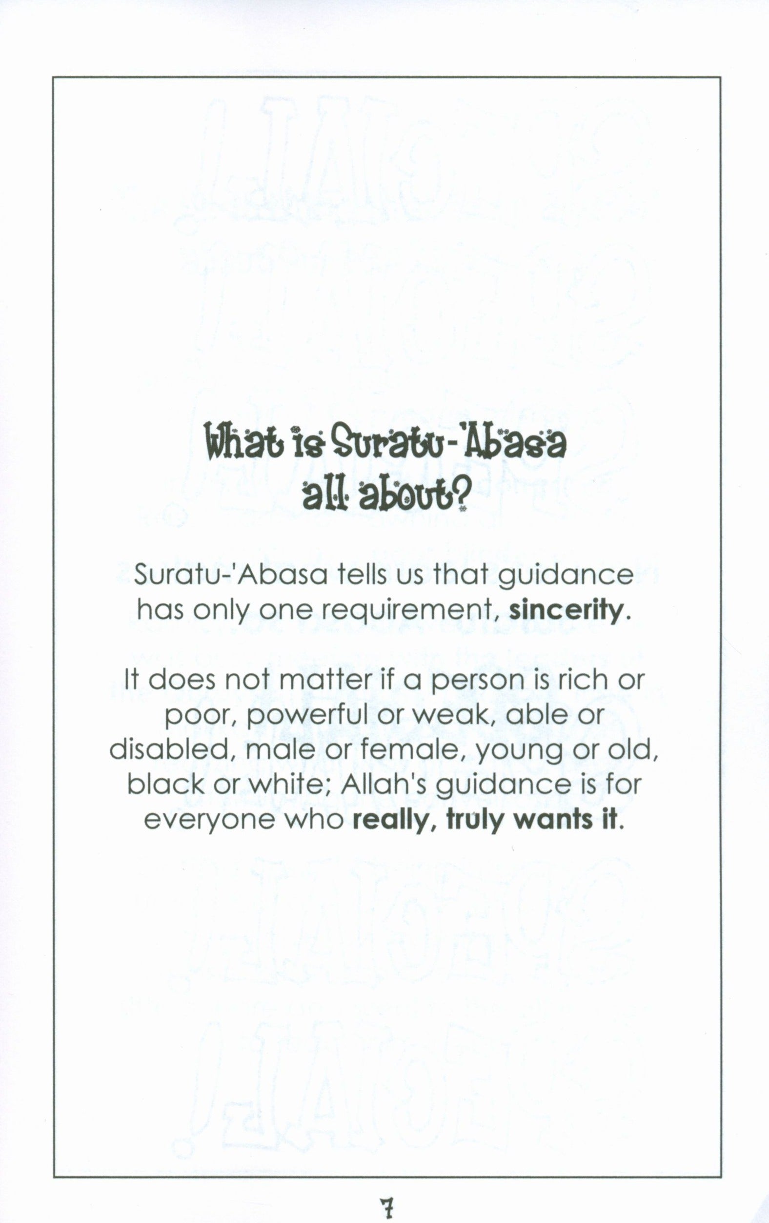 Mini Tafseer Book Suratu 'Abasa (Surah 80)