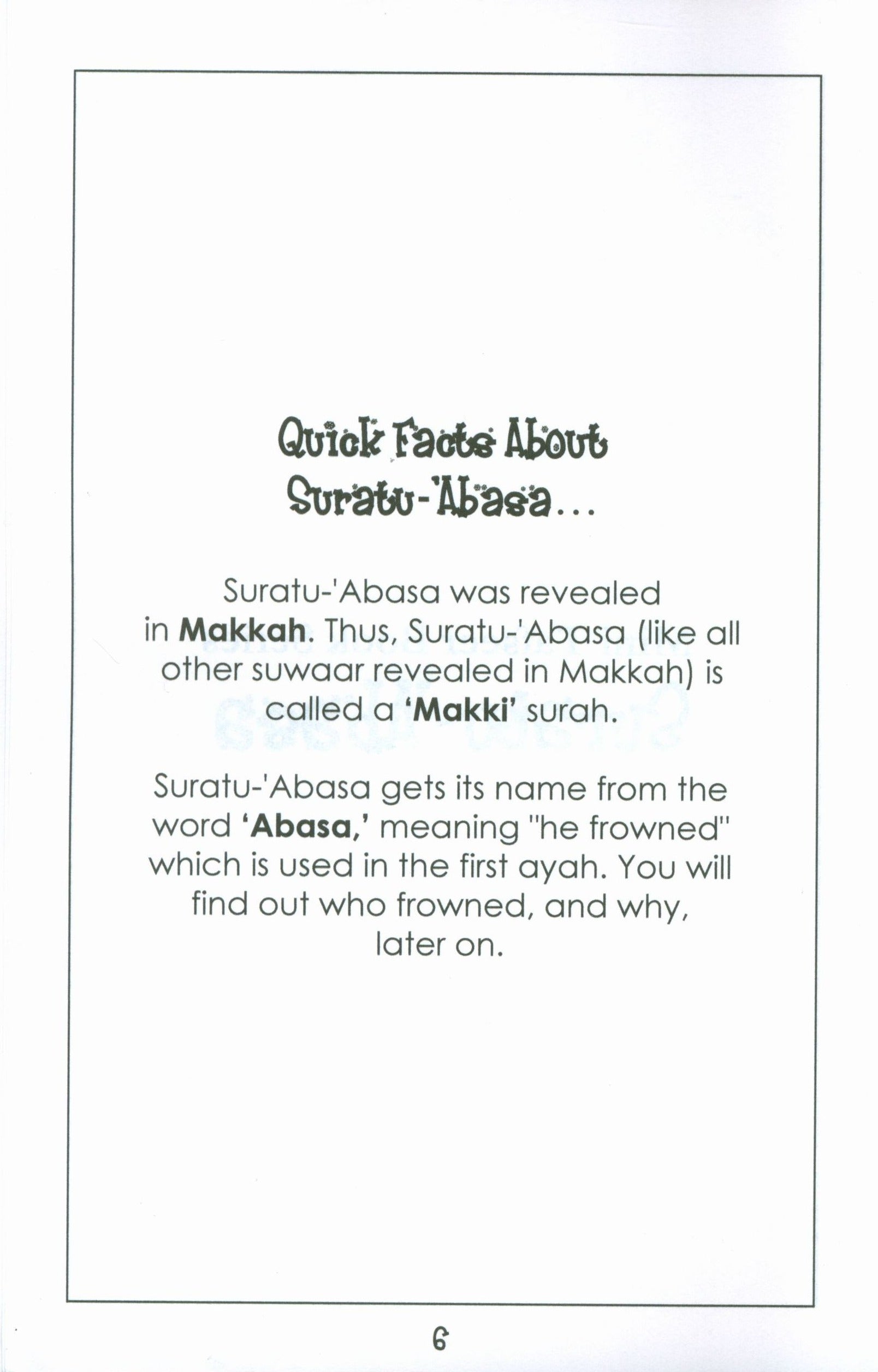 Mini Tafseer Book Suratu 'Abasa (Surah 80)