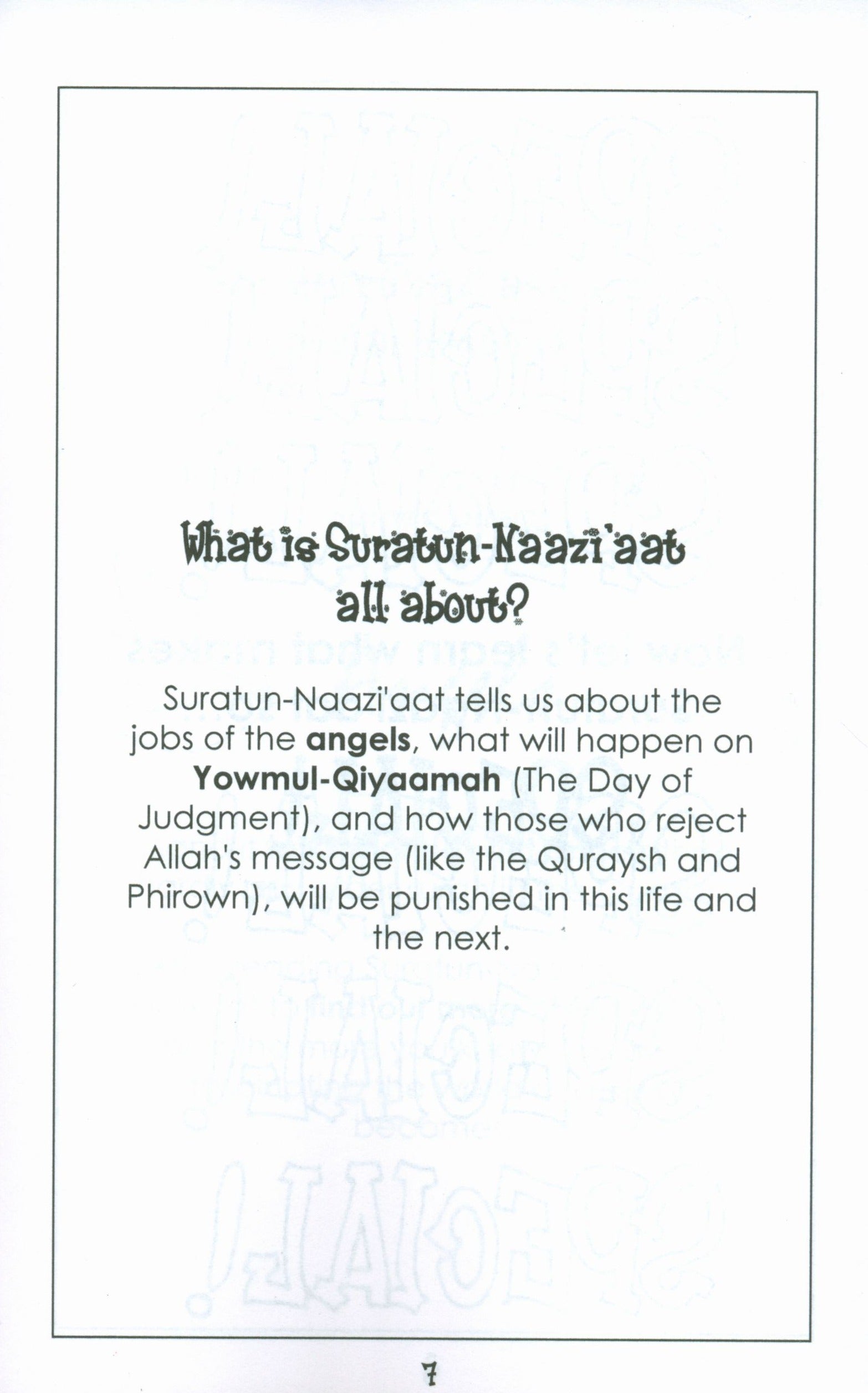 Mini Tafseer Book Suratun Naazi'aat (Surah 79)