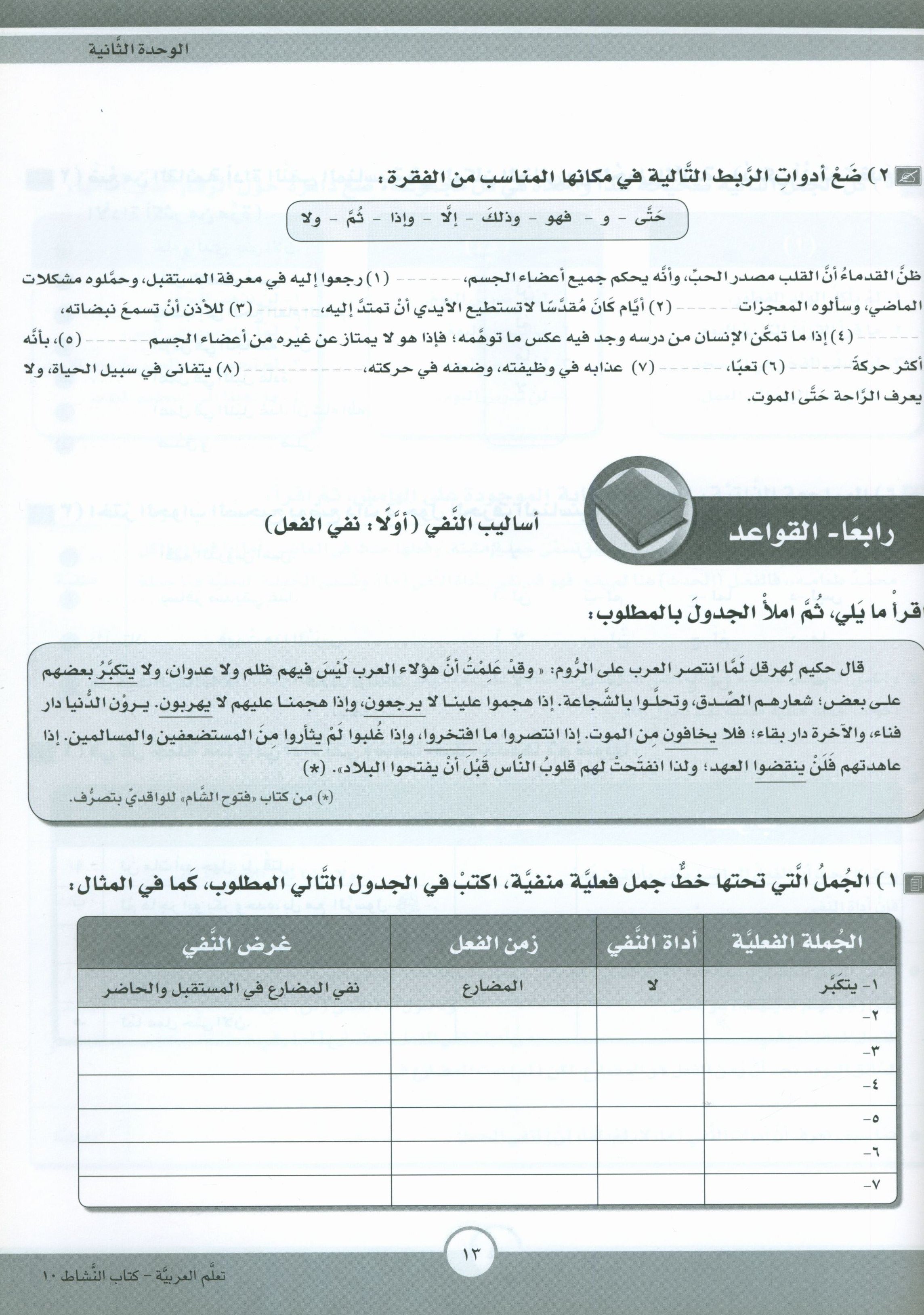 ICO Learn Arabic Workbook Level 10 Part 1 تعلم العربية كتاب التدريبات