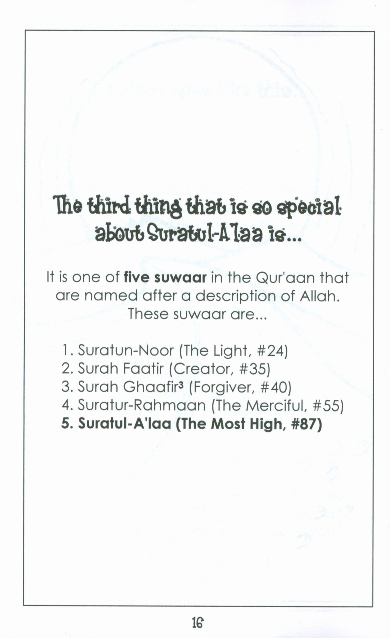 Mini Tafseer Book Suratul A'laa (Surah 87)